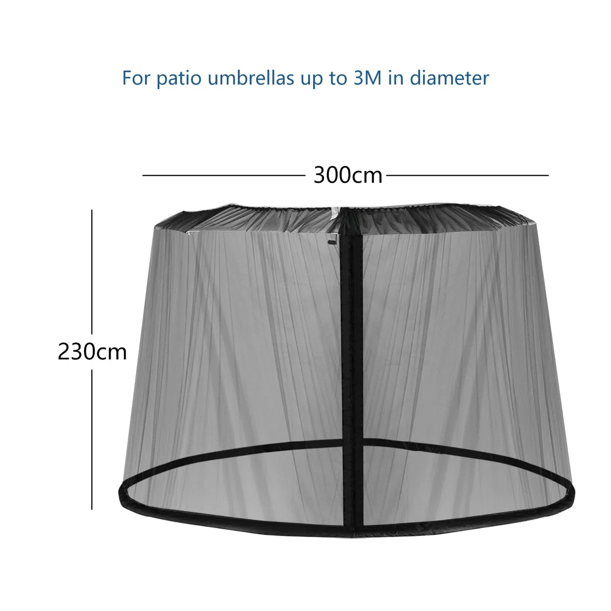 LIFEZEAL Zanzariera Ombrellone da Giardino, Zanzariera Gazebo da Patio, Regolabile, Schermo Rete per Esterno Anti Zanzara, Mosche, AntiVento, 2 Aperture a Cerniera, Stabile Base,12,5x2,3m, Nero