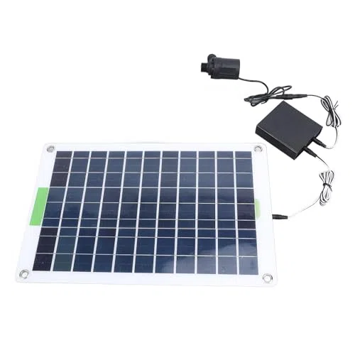 Kit Pompa Acqua Solare, Pannello Solare 100 W 12 V, Portata Massima 800 L/h, Sollevamento 5 Metri, 3 USB, 1 Tipo C, Interfaccia CC per Pannello Solare, 3 Box Batterie, Piscina e Giardino