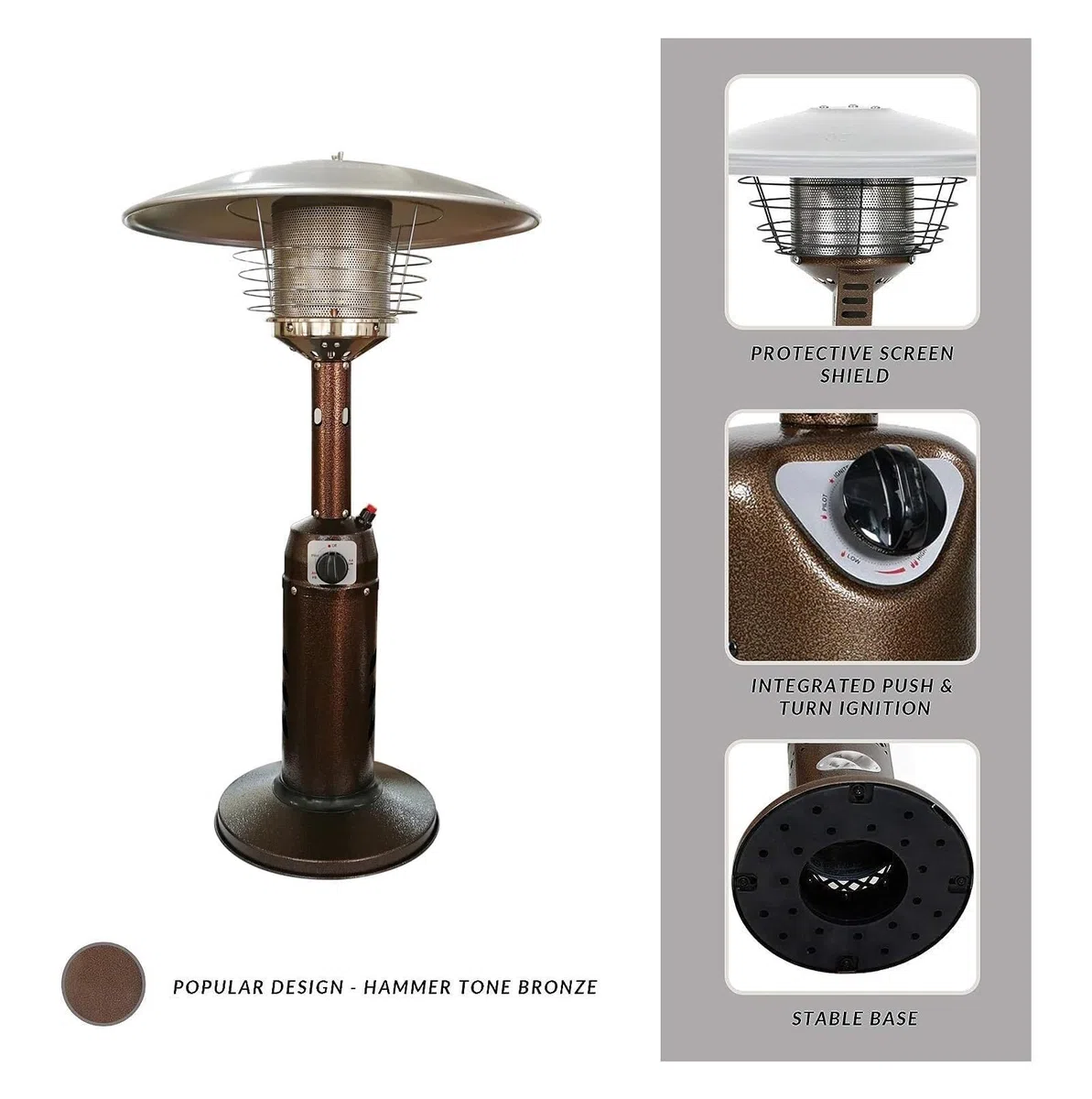 Riscaldatore portatile a gas per patio, in acciaio inox, per esterni, propano/butano, a bassa energia, per gazebo, giardino, campeggio