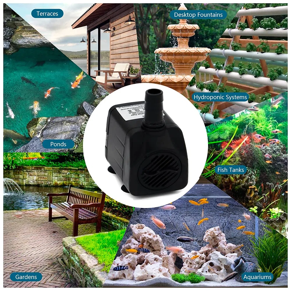 Pompa Acqua Sommergibile 600L/H 10W Pompa per Acquario AC220-240V Pompa per Stagno Pompa per Fontana per Acquario Coltura Idroponica Stagno