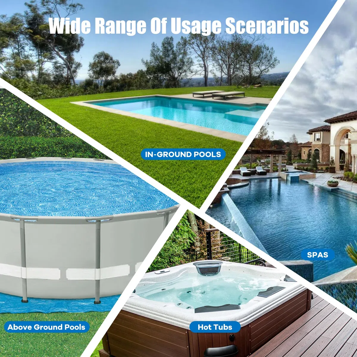Enhulk Aspirapiscina con Batteria, Aspirapiscina con Autonomia Fino a 60min, Aspirapolvere per Piscina Include Asta Telescopica, Aspirazione 4200L/H, Ideale per Piscine Fuori Terra, SPA e Più, Blu