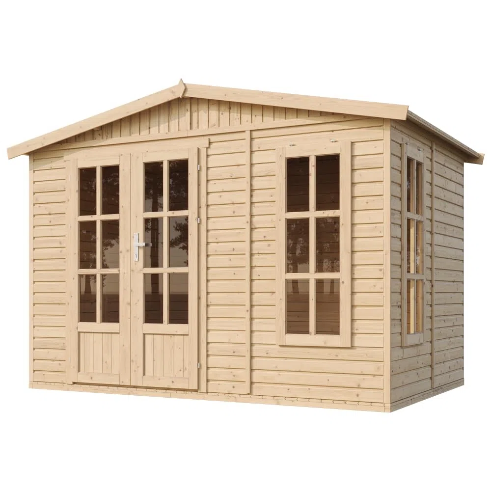 Casetta da giardino 6m2-332x222xA232 cm - Casetta in legno da giardino - Capanno in legno - Studio giardino - con tegole bituminose marrone - TIMBELA M334FB+H334FBBROWN