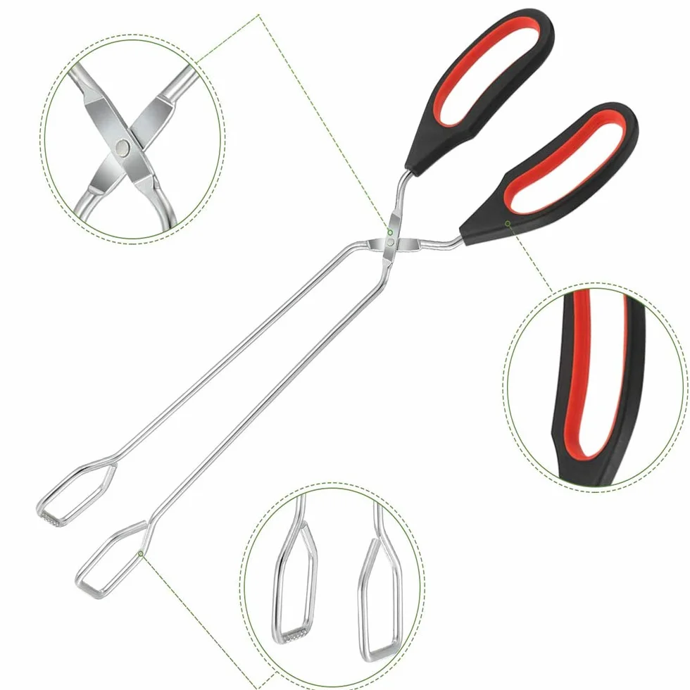 3 Pezzi Pinza da Barbecue, Pinze per Forbici da Barbecue, Pinza Multiuso Cucina, con Manici Antiscivolo e Resistenti al Calore per Girare e Afferrare Utensili Alimentari, 3 Specifiche