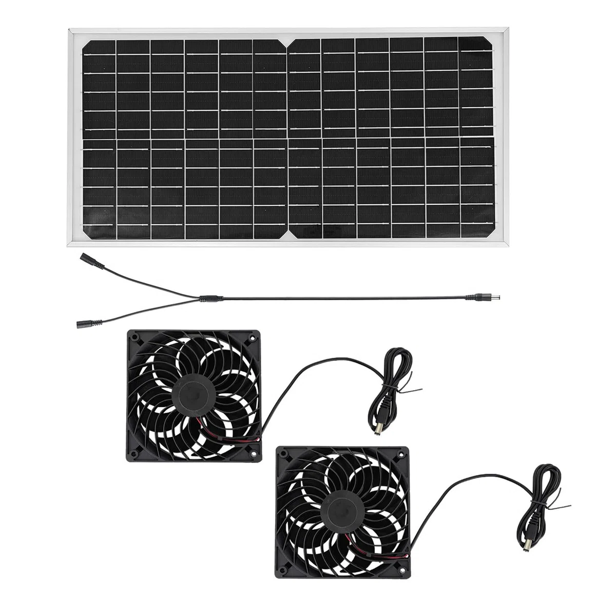 SIXRUN Kit Doppia Ventola di Scarico Solare Efficiente Pannello Solare da 16 W con Design Resistente Alle Intemperie per Soffitta per Pollaio in Serra