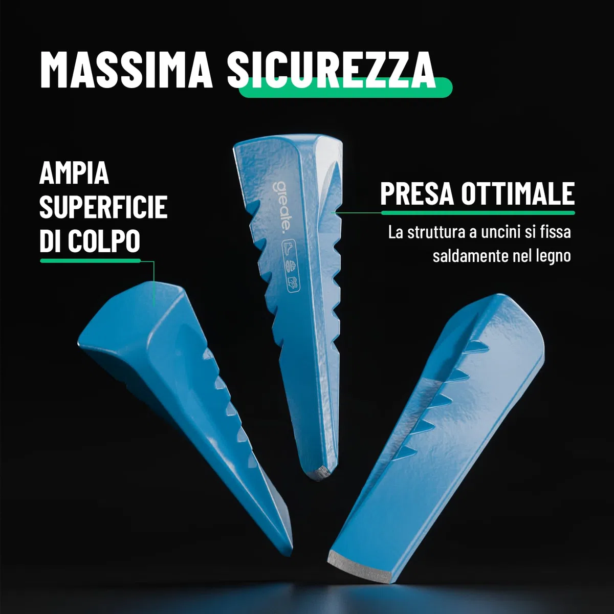 greate Cunei spaccalegna Manuale in Acciaio - Cuneo per spaccalegna Resistente all’Usura e Durevole in Acciaio C45 - Cunei spaca Legna