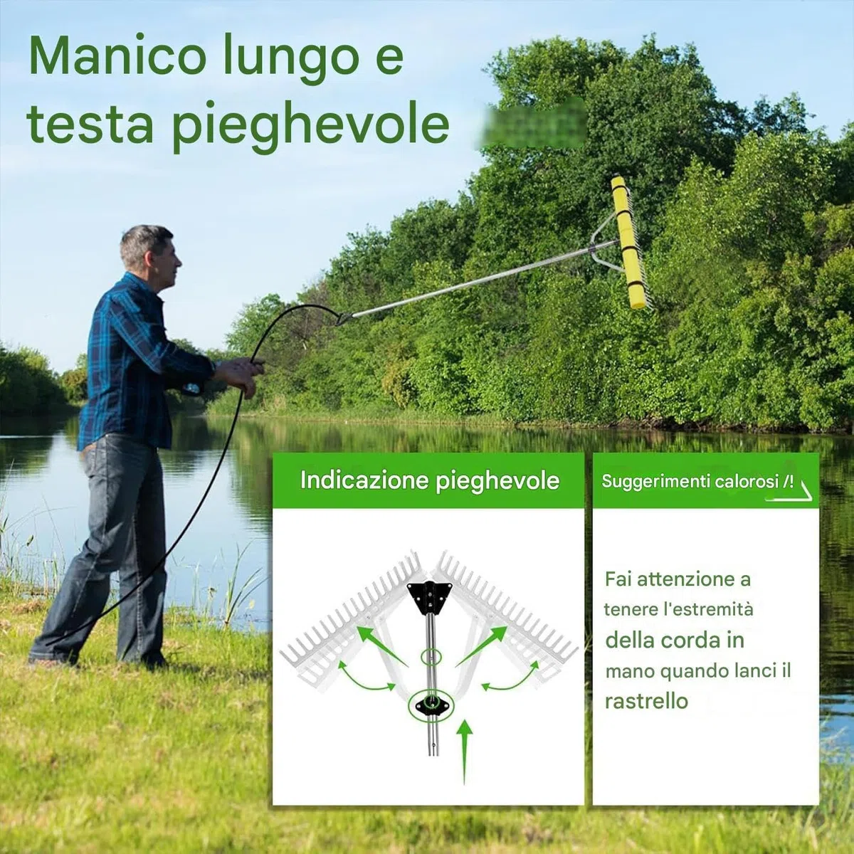 Rastrello per Stagno Resistente Rastrello per la Pulizia delle Alghe | Attrezzatura per Rimozione Alghe Stagno, Strumento Galleggiante per Giardini e Spiagge