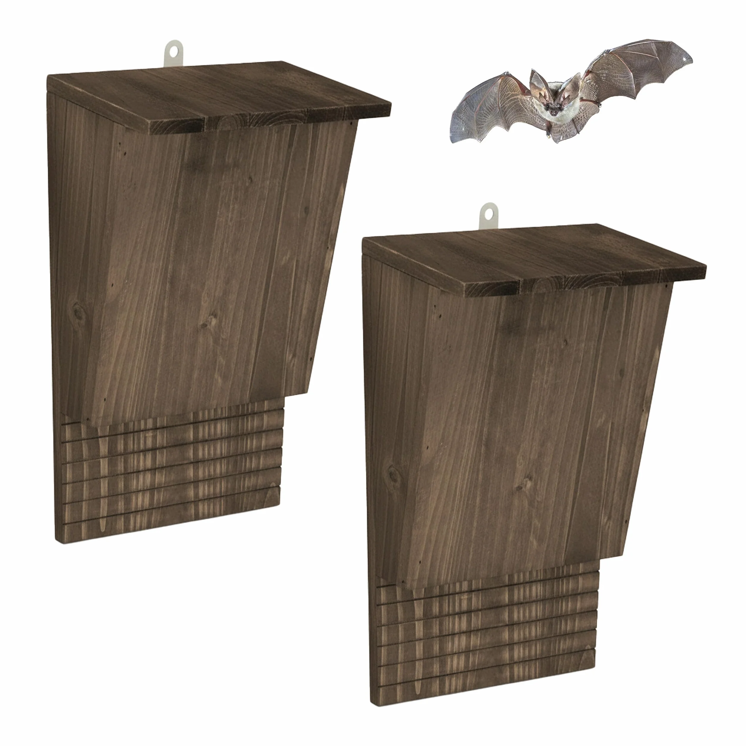 Relaxdays Casette per Pipistrelli Set 2 Poggioli in Legno Marrone 34x22.5x12.5 cm