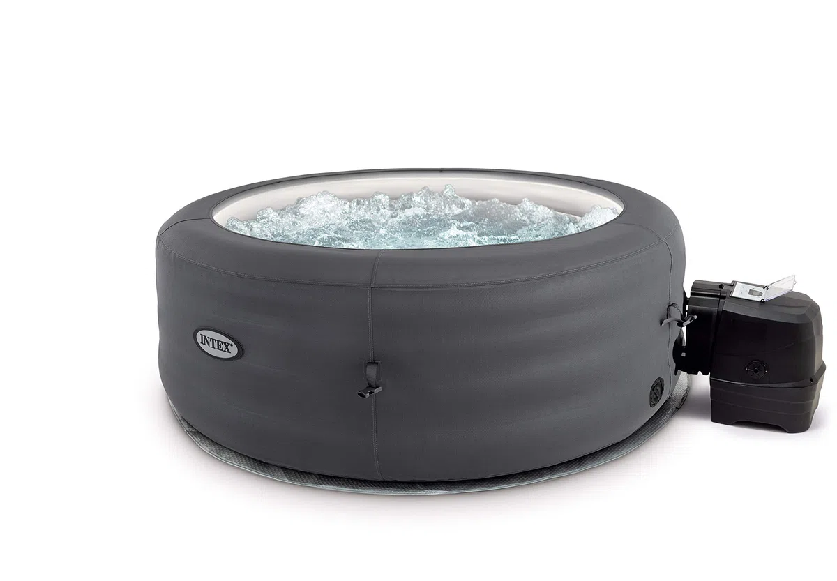 Intex 28482EX - Vasca Idromassaggio Gonfiabile Simple Spa, 4 posti, Grigio, ⌀ 196x66 cm