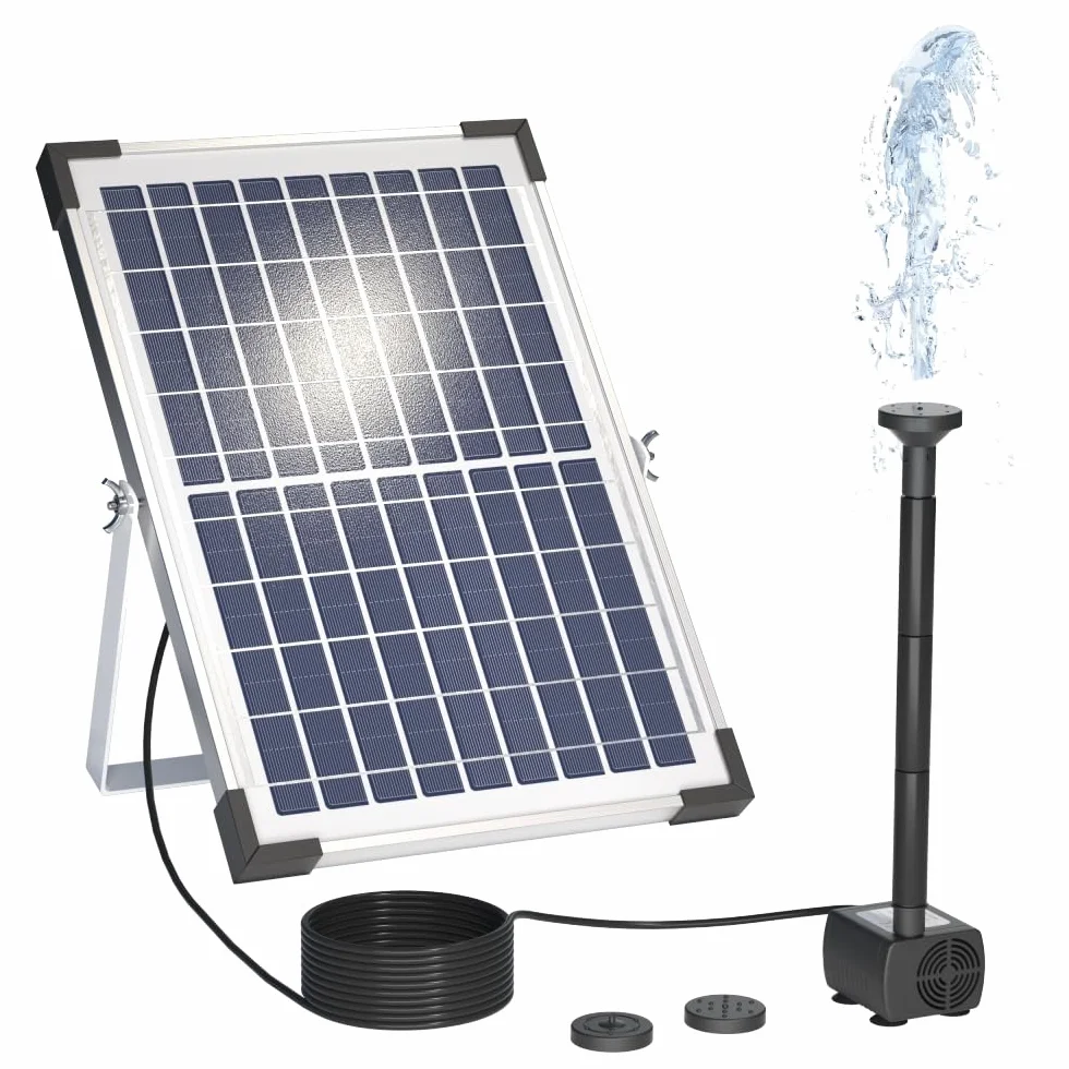 Pompa dell'Acqua Solare,Fontana Solare da 10 W 500L/H 9V con Grande Pannello Solare 3 Ugelli,per Vasca da Bagno per Uccelli Giardino Piccoli Laghetti