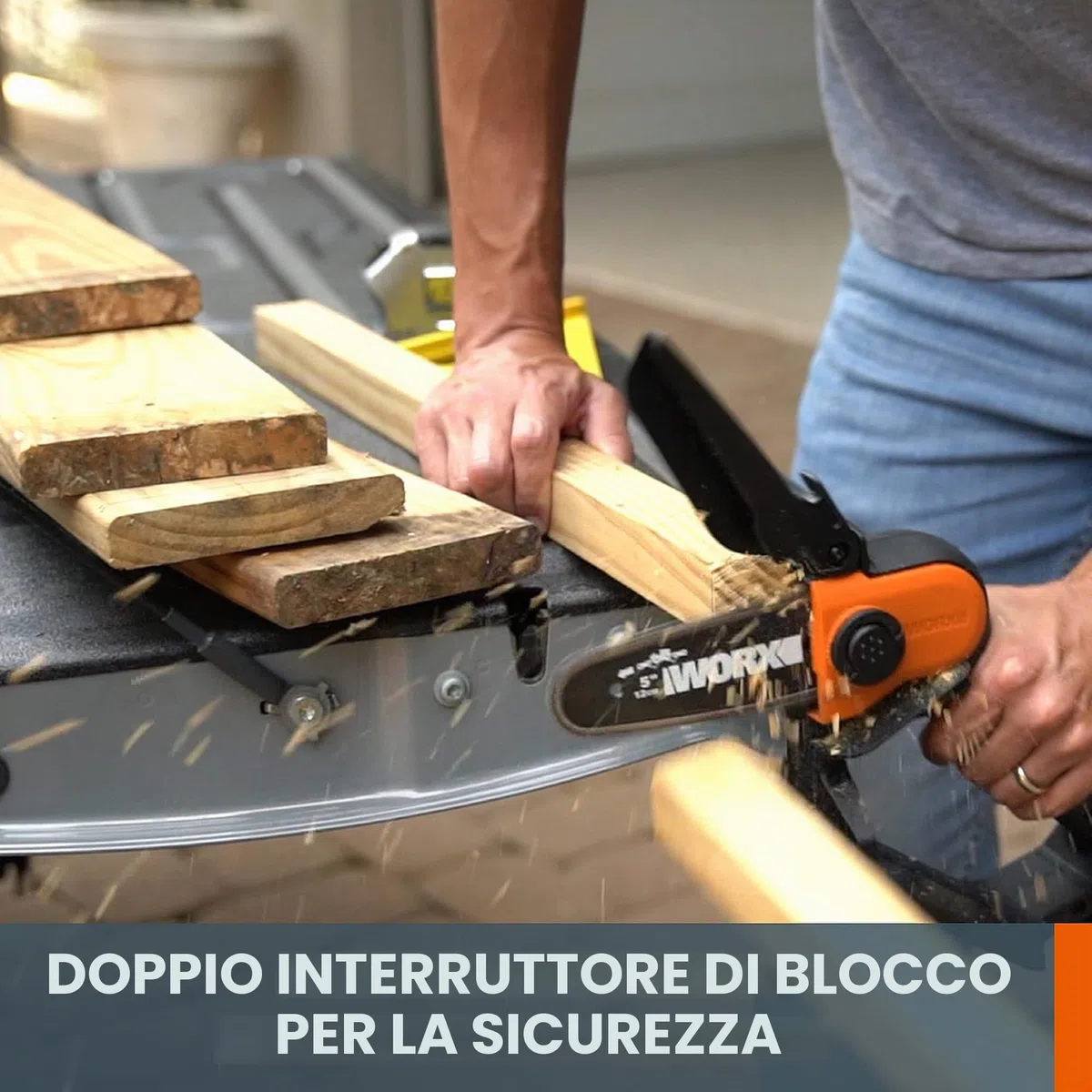 WORX WG324E.9 - Motosega compatta senza fili, 12 cm, 20 V, solo strumento, motore ad alta efficienza, design leggero e sicuro, senza batteria o caricabatterie