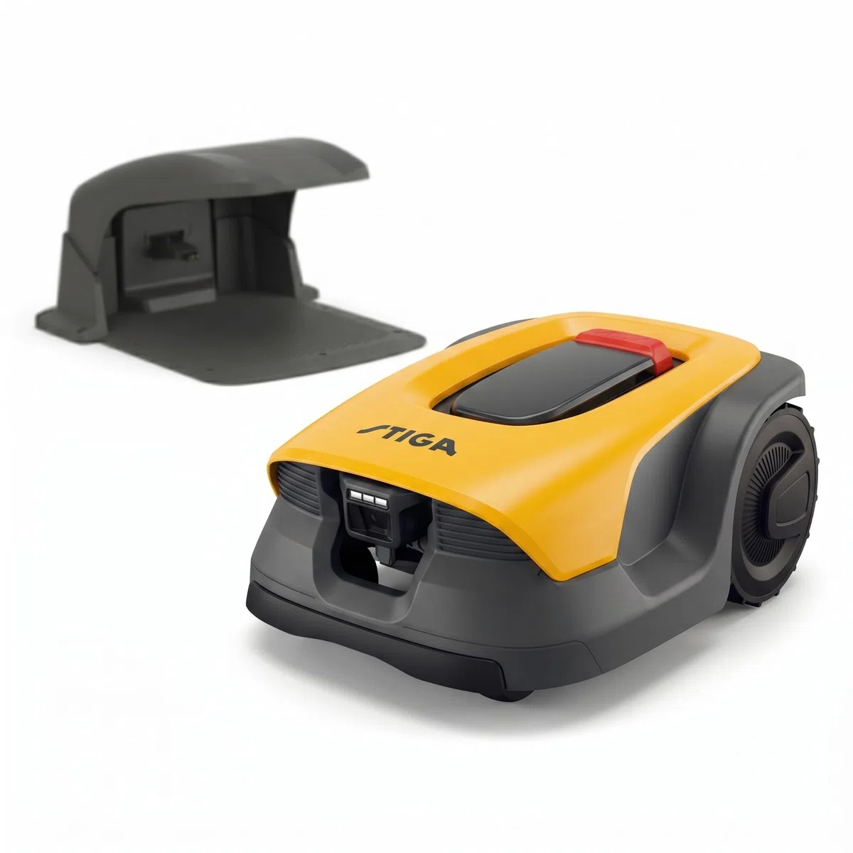 STIGA A 6v a Robot Tagliaerba, 25,2 V, 18 cm – Telecamera AI Integrata, Navigazione Autonoma Senza Cavi, Garage Incluso – Prati fino a 600 m²
