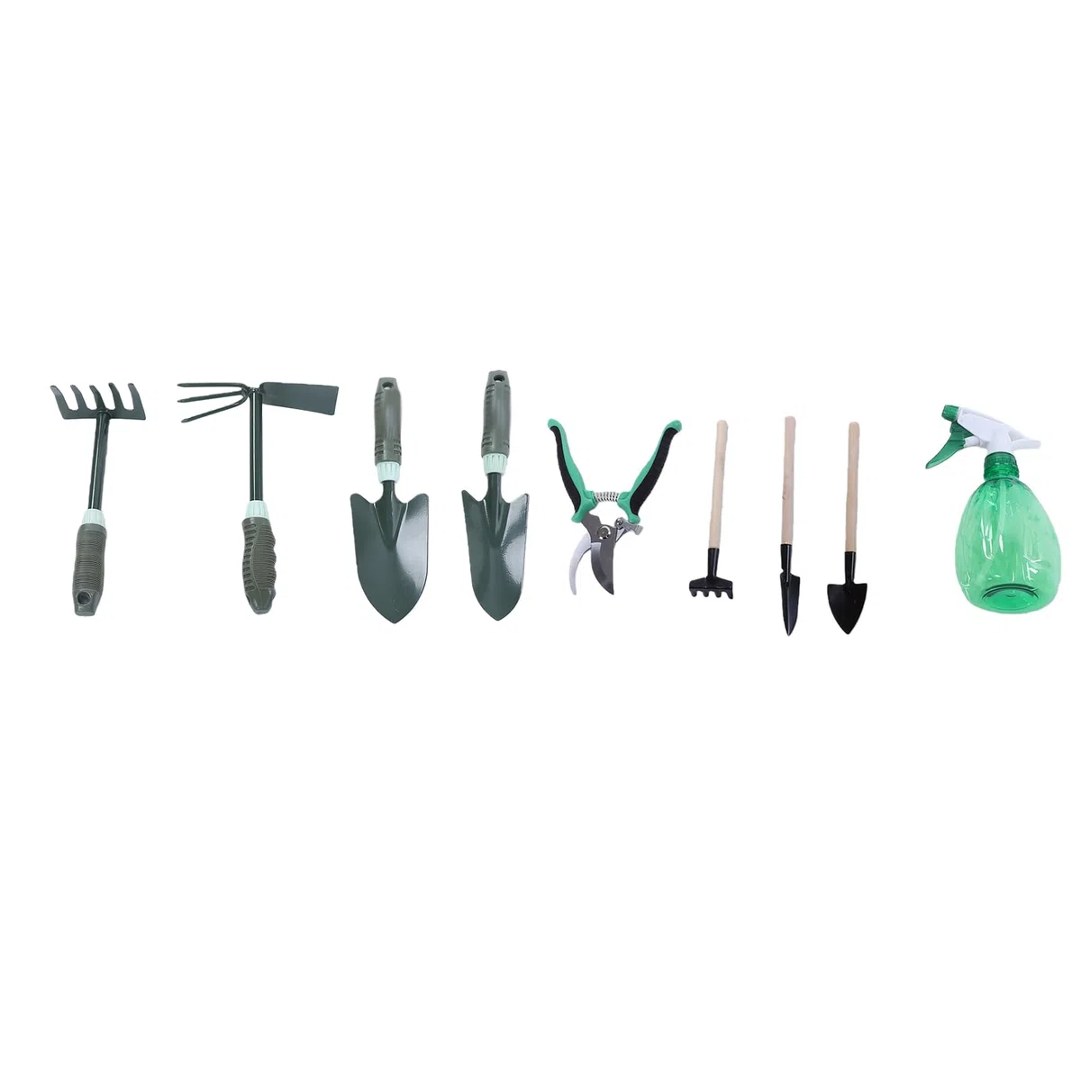 Tosuny Set di Attrezzi da Giardino con Manico Antiscivolo, Pala, Rastrello, Cesoie da Potatura, Bottiglia Spray, Grembiule da Giardinaggio, Tappetino e Custodia, Kit da Giardinaggio Resistente per
