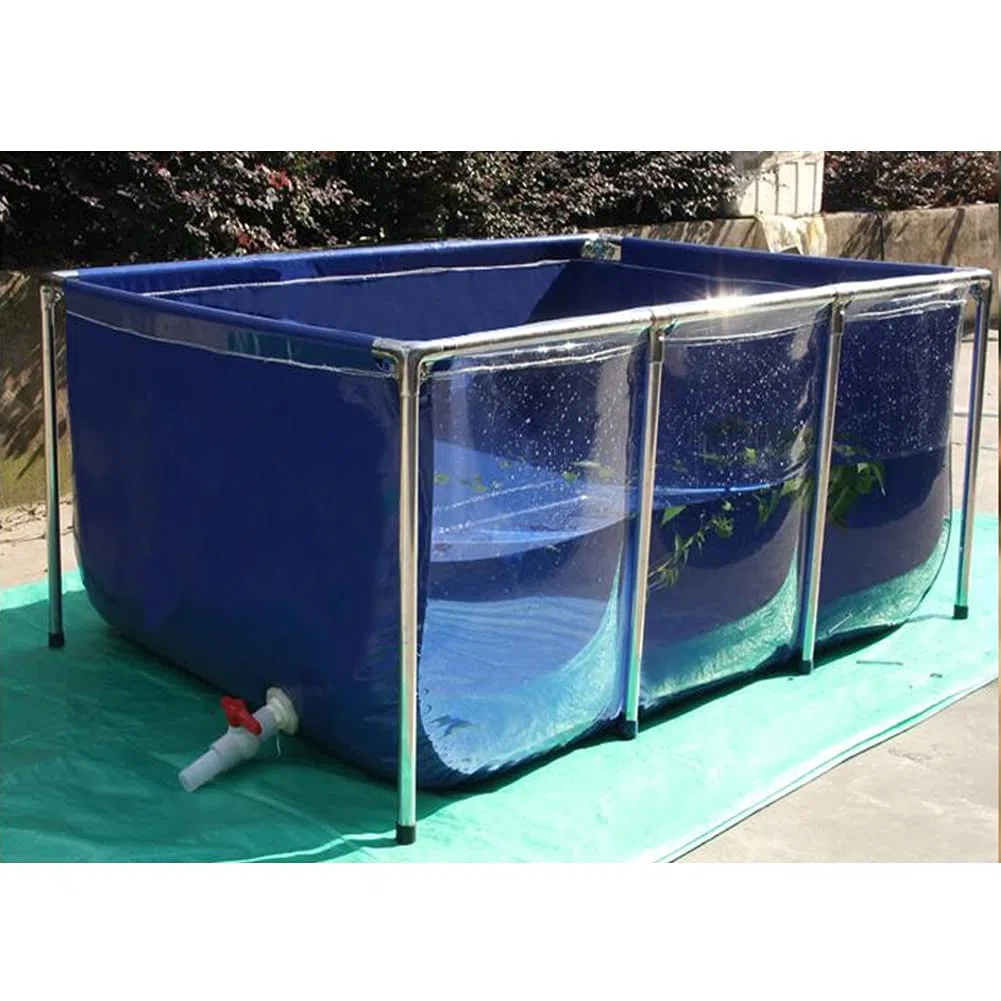 Generico Grande laghetto per Pesci con Struttura in Acciaio e Telo in PVC, Vasca per Giardino Acquatico e Rivestimenti per laghetto, Pannello di osservazione, valvola di Scarico - Ideale per Koi, PES