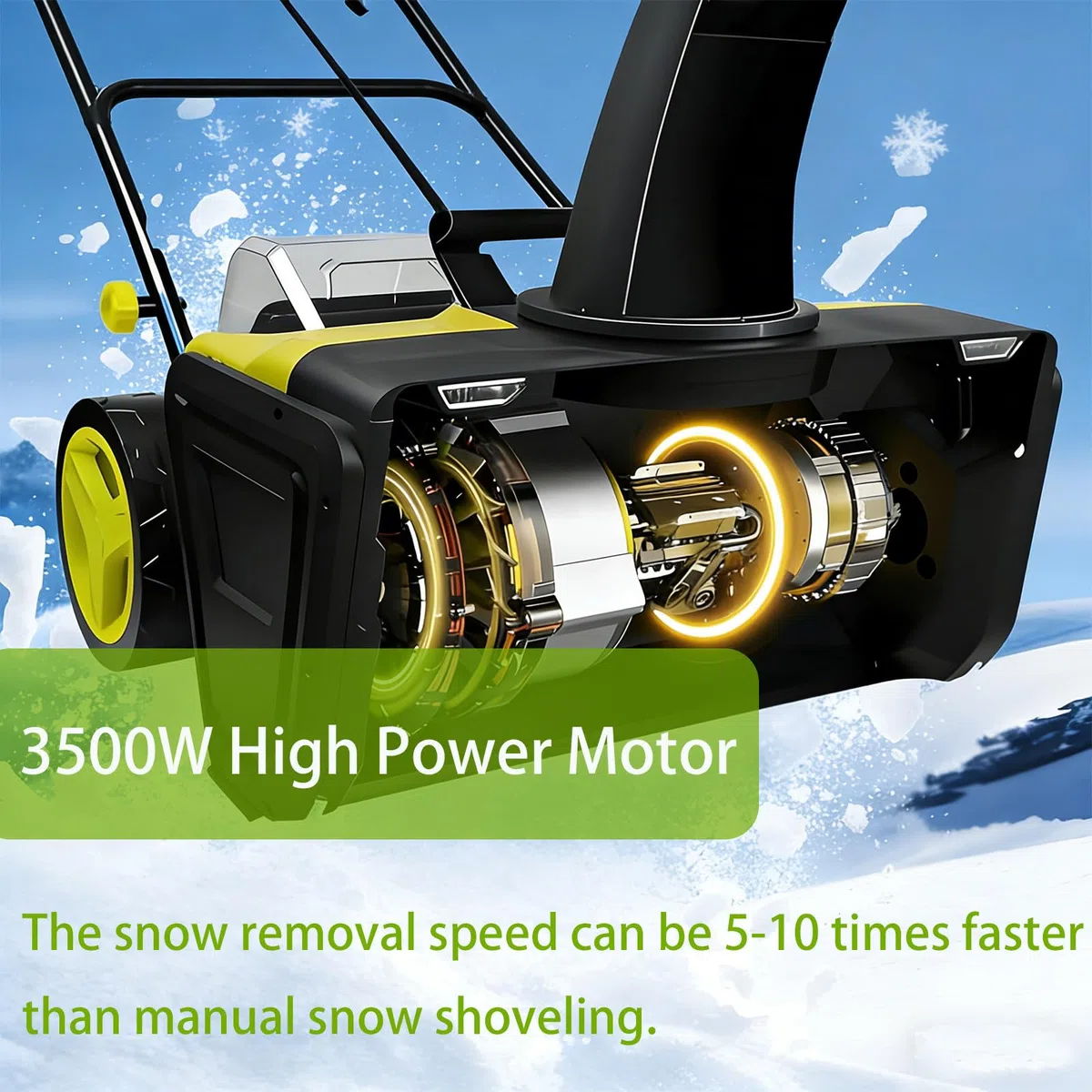 Spazzaneve Senza Spazzole, Dispositivo per Rimuovere La Neve Elettrico, Batteria 40V con 2x5.0Ah, Doppi Fari LED, Caricabatterie Rapido, per Marciapiedi