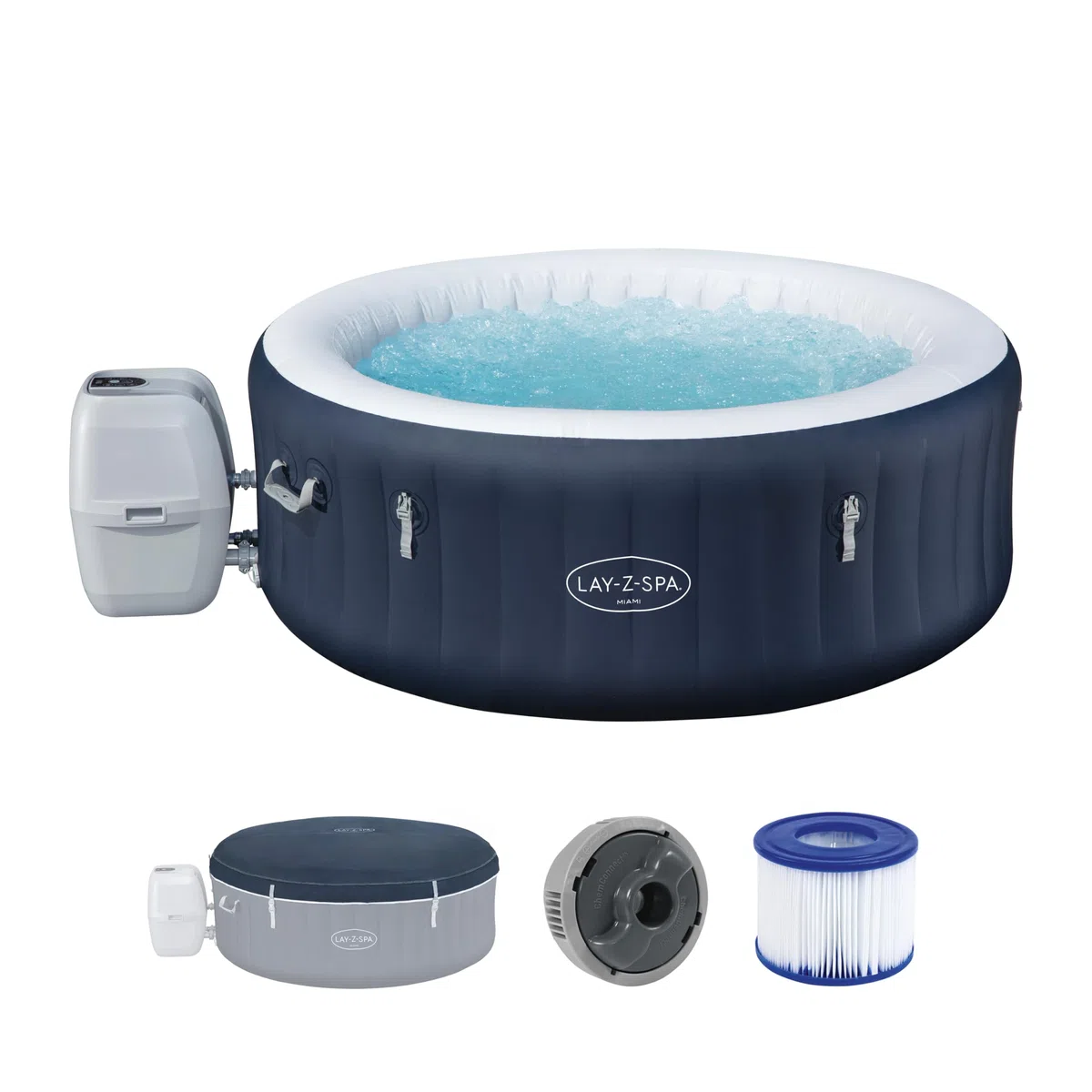 Bestway 6001C Idromassaggio a risparmio energetico Lay-Z-Spa Miami AirJet, 2-4 persone, blu