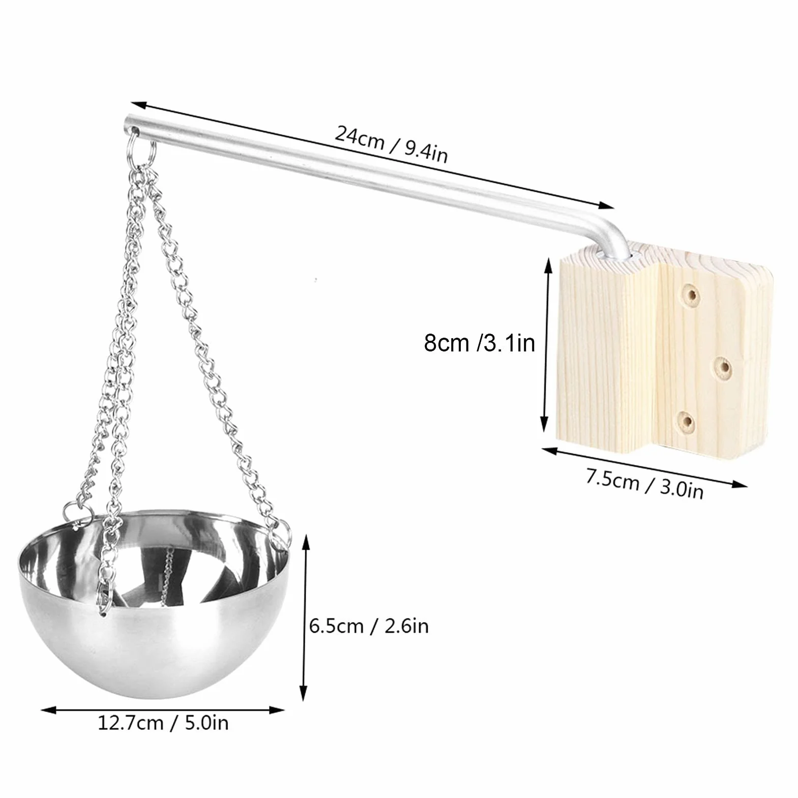 Accessori per la Stanza della Sauna della Ciotola Dell'olio Essenziale della Tazza Dell' della Sauna Dell'acciaio Inossidabile con il Braccio Oscillante per la Stanza della Sauna