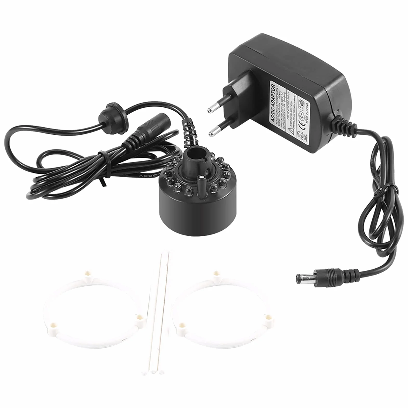 Akozon Creatore di Nebbia, per Laghetto con Fontana d'Acqua con Adattatore Nebler di Alimentazione 110 240 V Spina Americana 1 Pezzo 12 LED Creatore di Nebbia Colorato