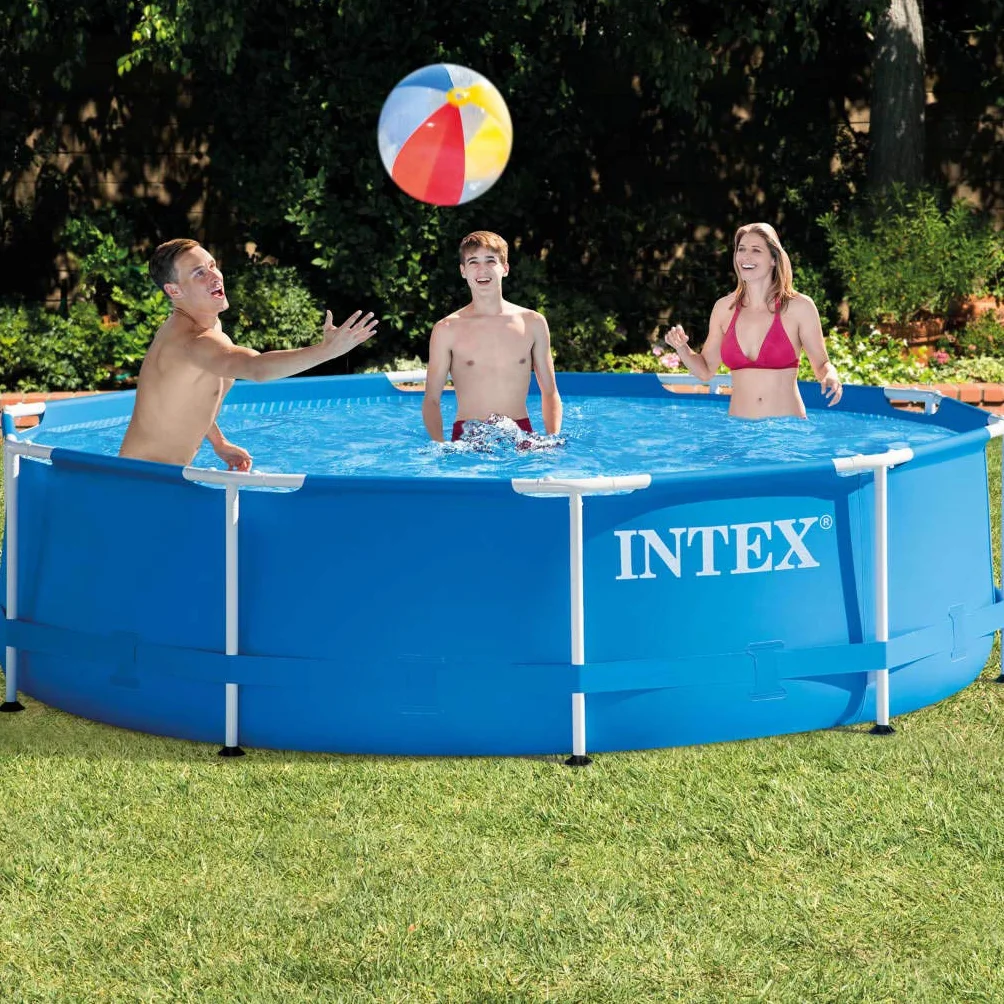 Intex 28202UK – Piscina Fuori Terra Metal Frame Rotonda, Pompa Filtro 1250 L/h, 4485 L, Acciaio e PVC, Blu, 305x76 cm