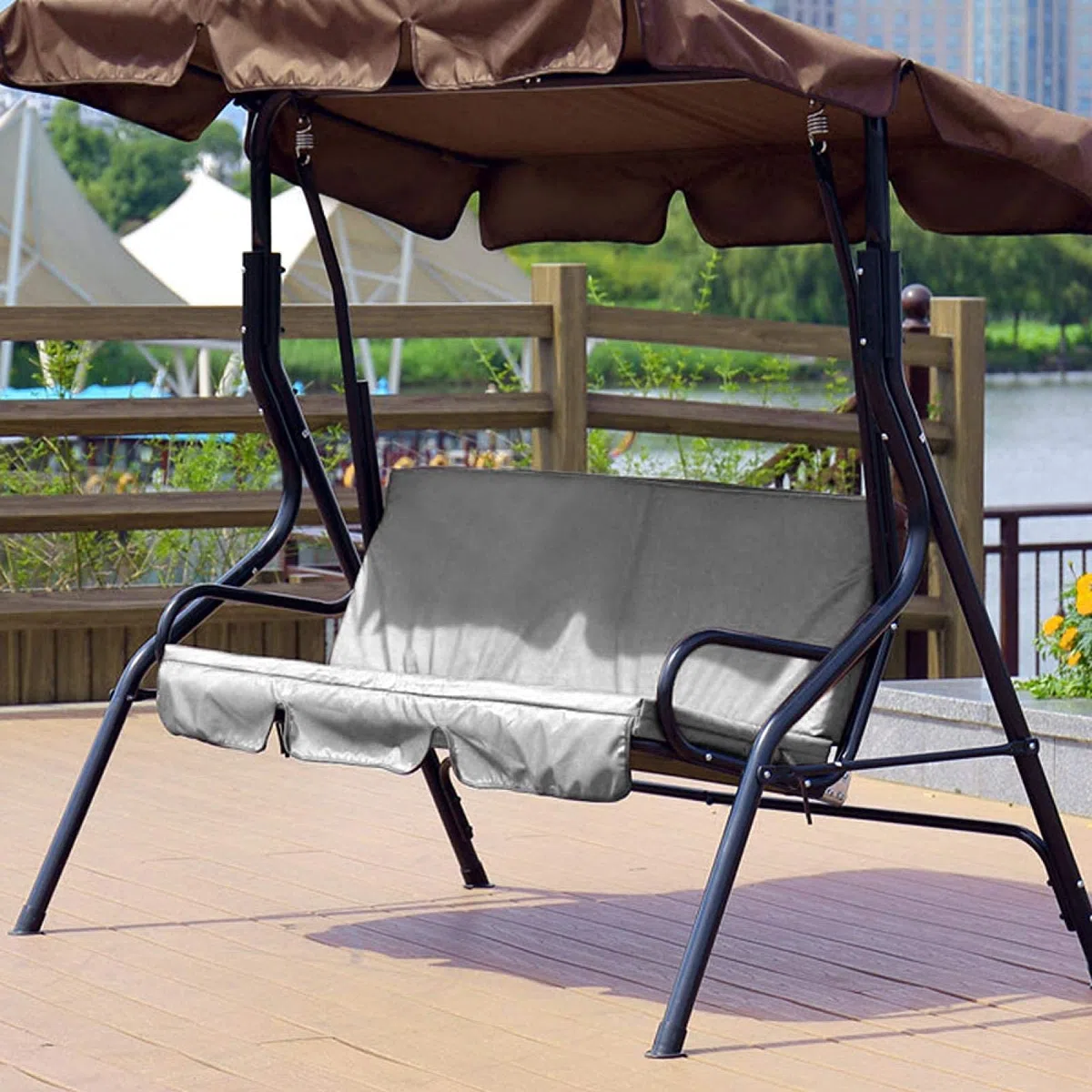 Omabeta Altalena per esterni, sedia a 3 posti, impermeabile, di ricambio, per sedia a dondolo per patio esterno, per patio e giardino (grigio)