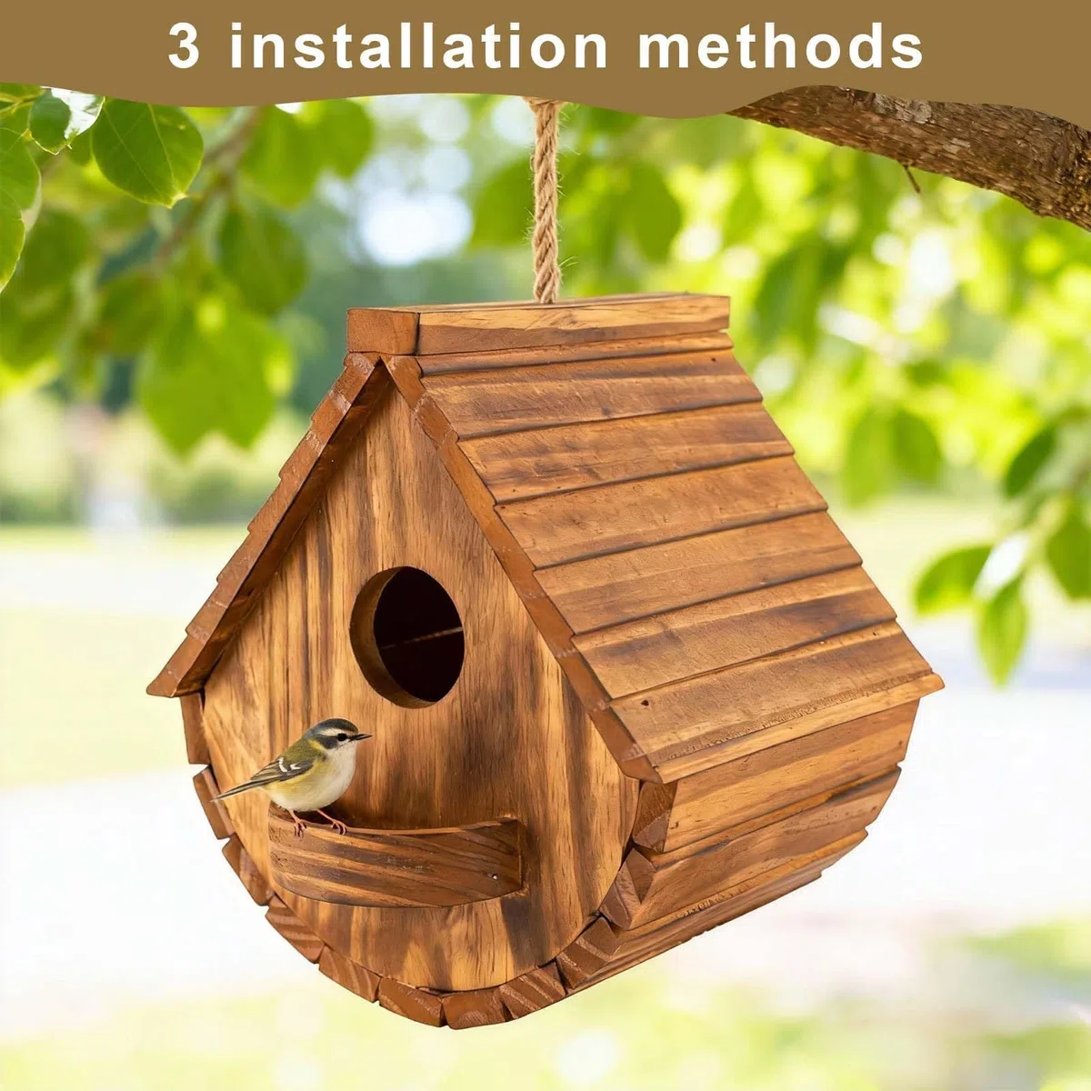Nido per Uccelli, Casetta per uccelli sospesa, Casetta Uccellini, Casetta per Uccelli in Legno, Nido per Uccelli da appendere, design resistente alle intemperie, adatto per giardini e balconi