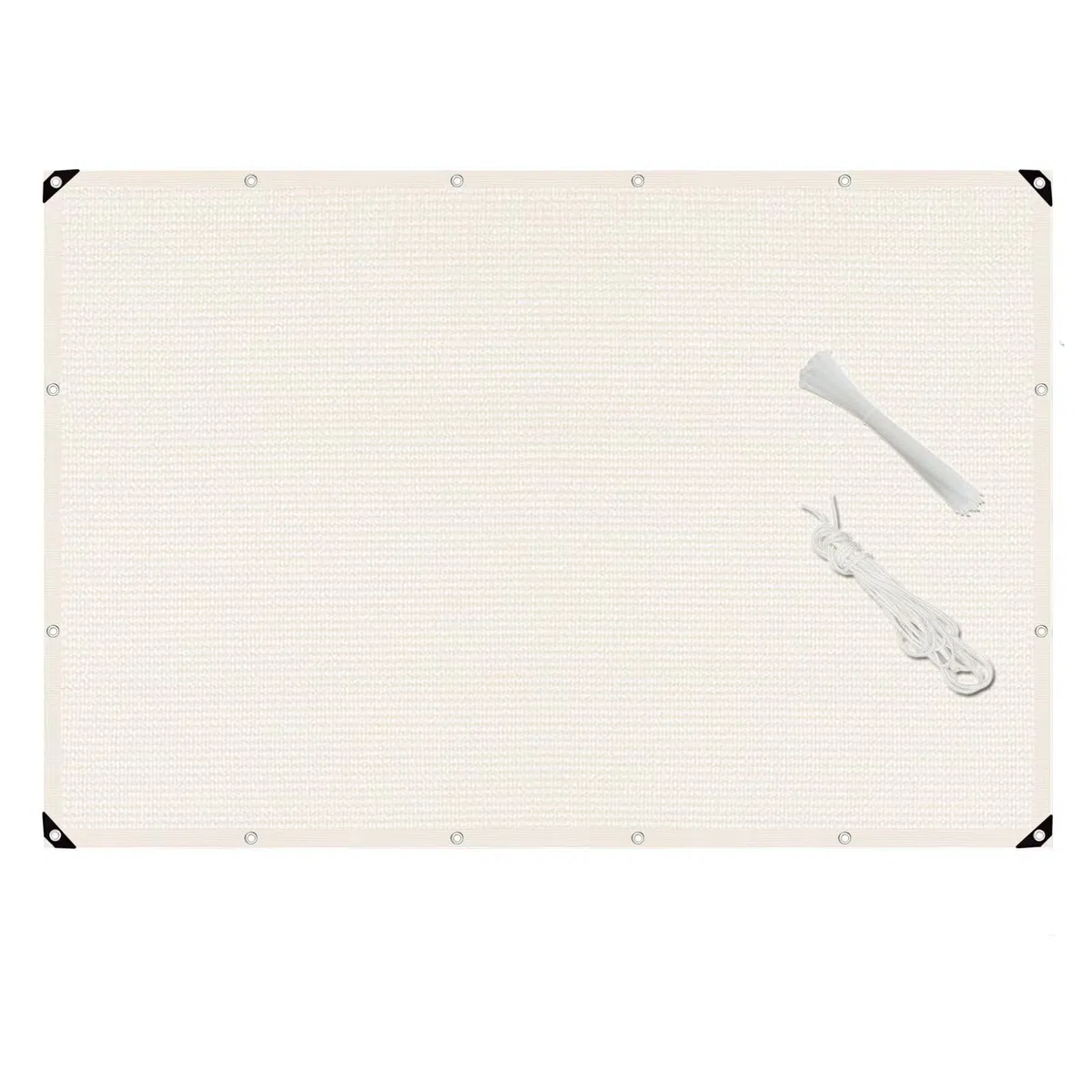 Telo Ringhiera Balcone Esterno 90x350cm, Rete Balcone Antistrappo e Protezione Solare Copertura Cancello Esterno Facile da Installare per Recinzione Giardino - Bianco Sporco
