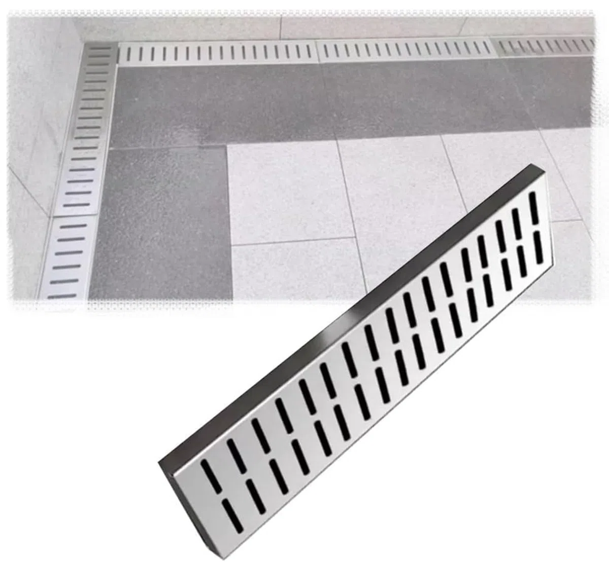 Canaletta Scolo Acqua Piovana Canale di Scarico in Acciaio Inossidabile,Filtri Lineari per Grondaie,Terrazza da Giardino,Fattoria,Drenaggio Trincea con Griglia Rimovibile 100x12CM(39"x4.7")
