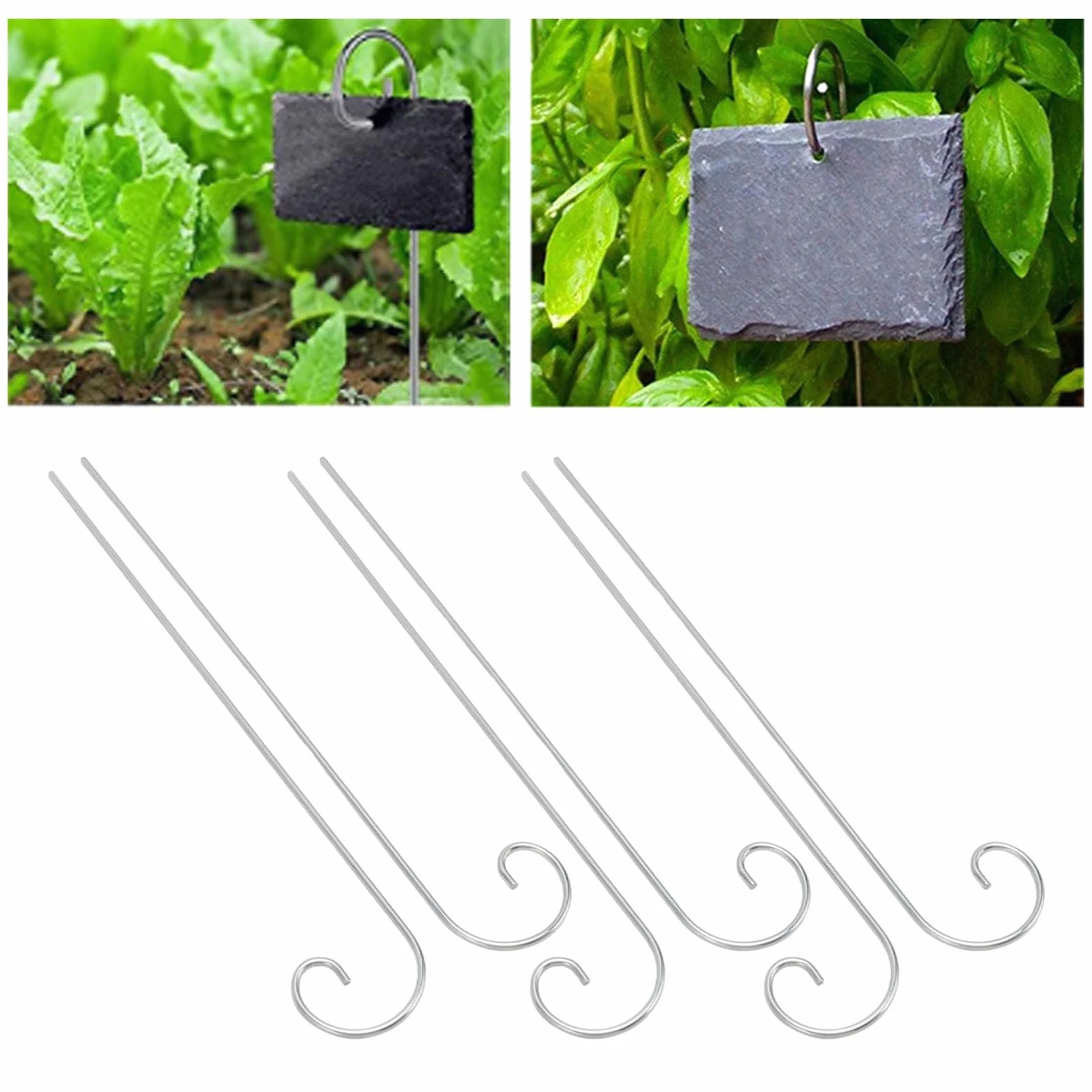 30 Pezzi Ganci per Etichette per Piante, Paletto per Etichette per Piante in Acciaio Inossidabile, Porta Etichette per Piante Appendiabiti per Etichette per Piante Palo per