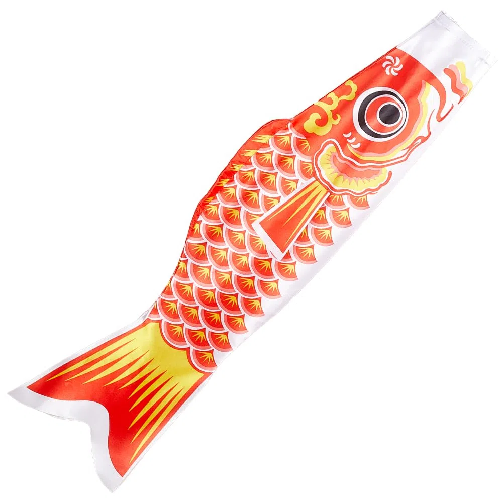 GORGECRAFT 118cm Koi Fish Manica A Vento Arancione Rosso Carpa Bandiera Streamer Banner Poliestere 3D Giapponese Appeso All'Aperto Koinobori Decor per Parete Albero Fronte Patio Prato Cortile Giardino