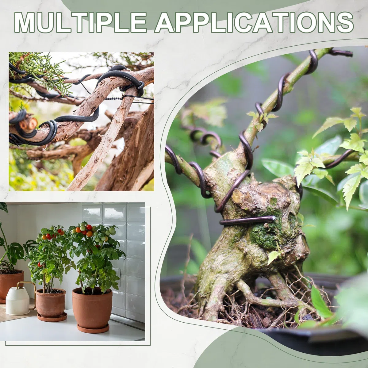 Filo per bonsai, 8 mm x 3 m, in alluminio anodizzato, per addestramento di piante floreali, pieghevole, steli in metallo, accessori per giardinaggio, fissaggio rami artigianali (nero)