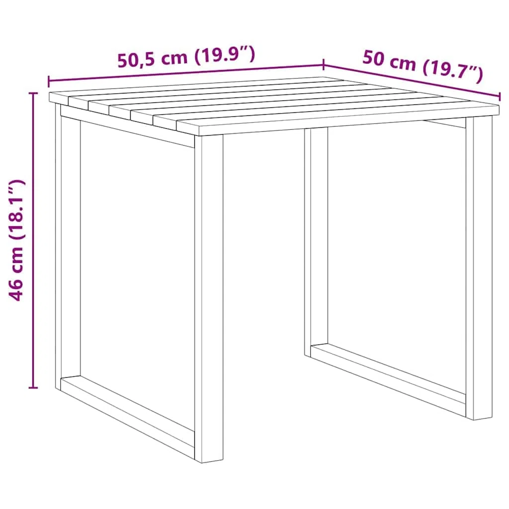 vidaXL Tavolo Naturale 50,5 x 50 x 46 cm Legno di Pino impregnato, Tavolino da Giardino e terrazza, Design Compatto e Resistente, arredo Versatile per Patio e Lounge