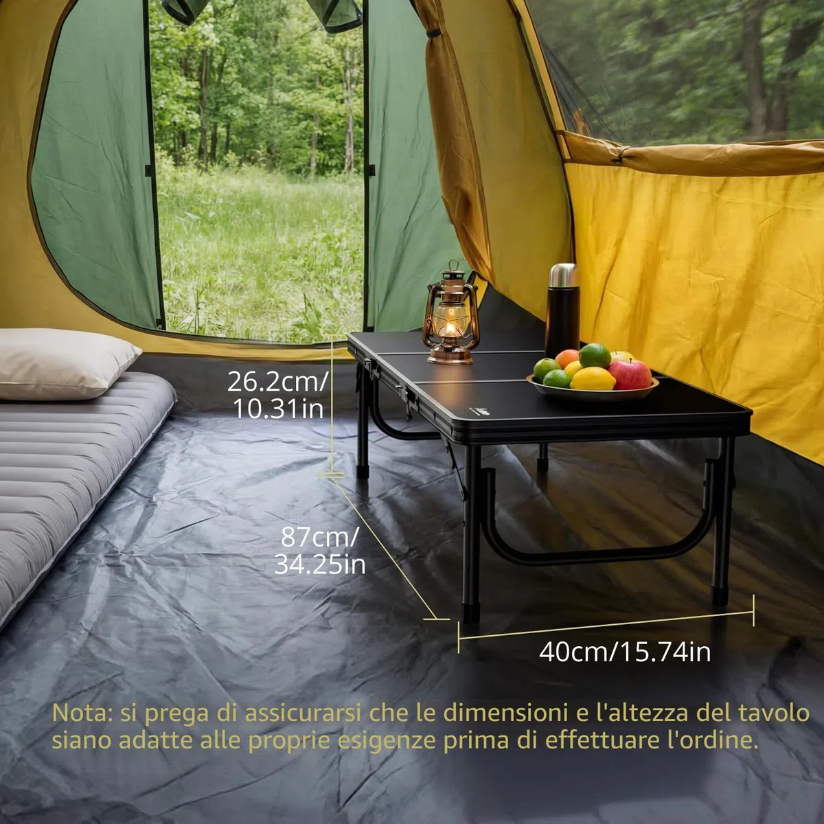 Anbte Tavolo Basso da Campeggio Picnic Spiaggia 87 * 40 * 26.2 Pieghevole Portatile Tavolino da Comodino Multifunzione per Lavoro/Caffè/Truccarsi/Mercatini-Nero