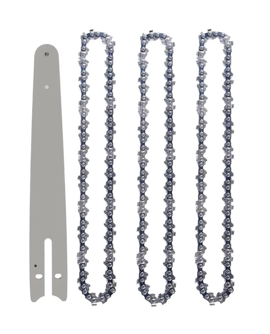 Kit 3 Mini catena per Motosega a 8 pollici 8" + 1 Barra di Guida Ricambio per Mini Moto Sega Portatile Elettrica Senza Fili