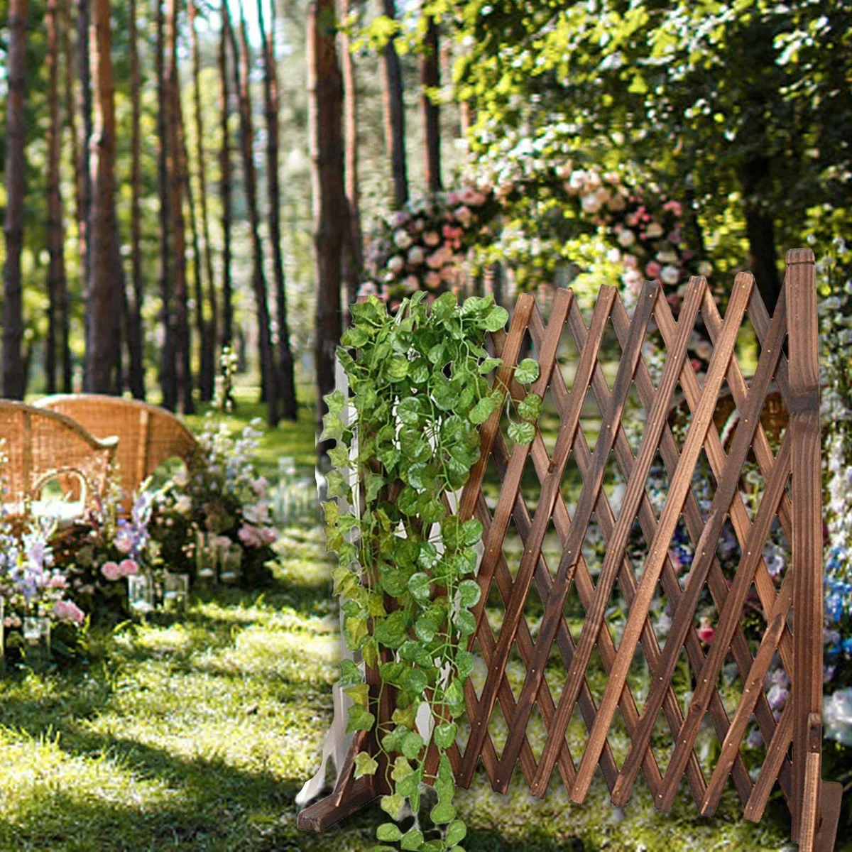 Recinzione in Legno, Pannello Divisori da Giardino Pieghevole, Traliccio da Giardino Retrattile per Giardino