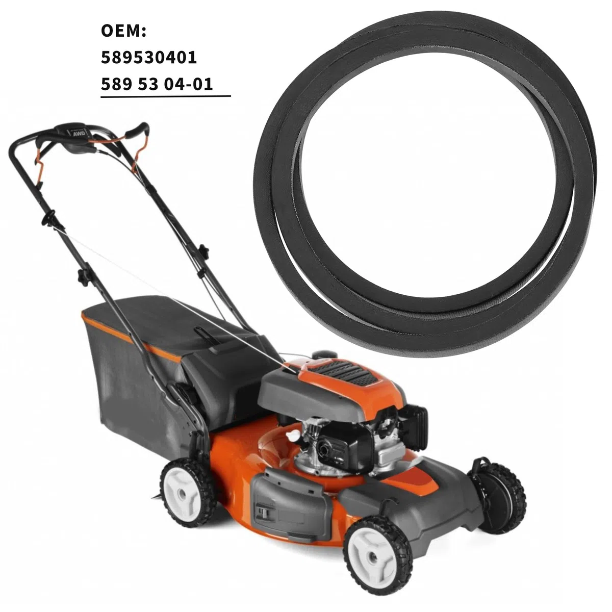 Cinghia di trasmissione per tosaerba 544400201 589530401, compatibile con Husqvarna R316TsX AWD, 1 pezzo