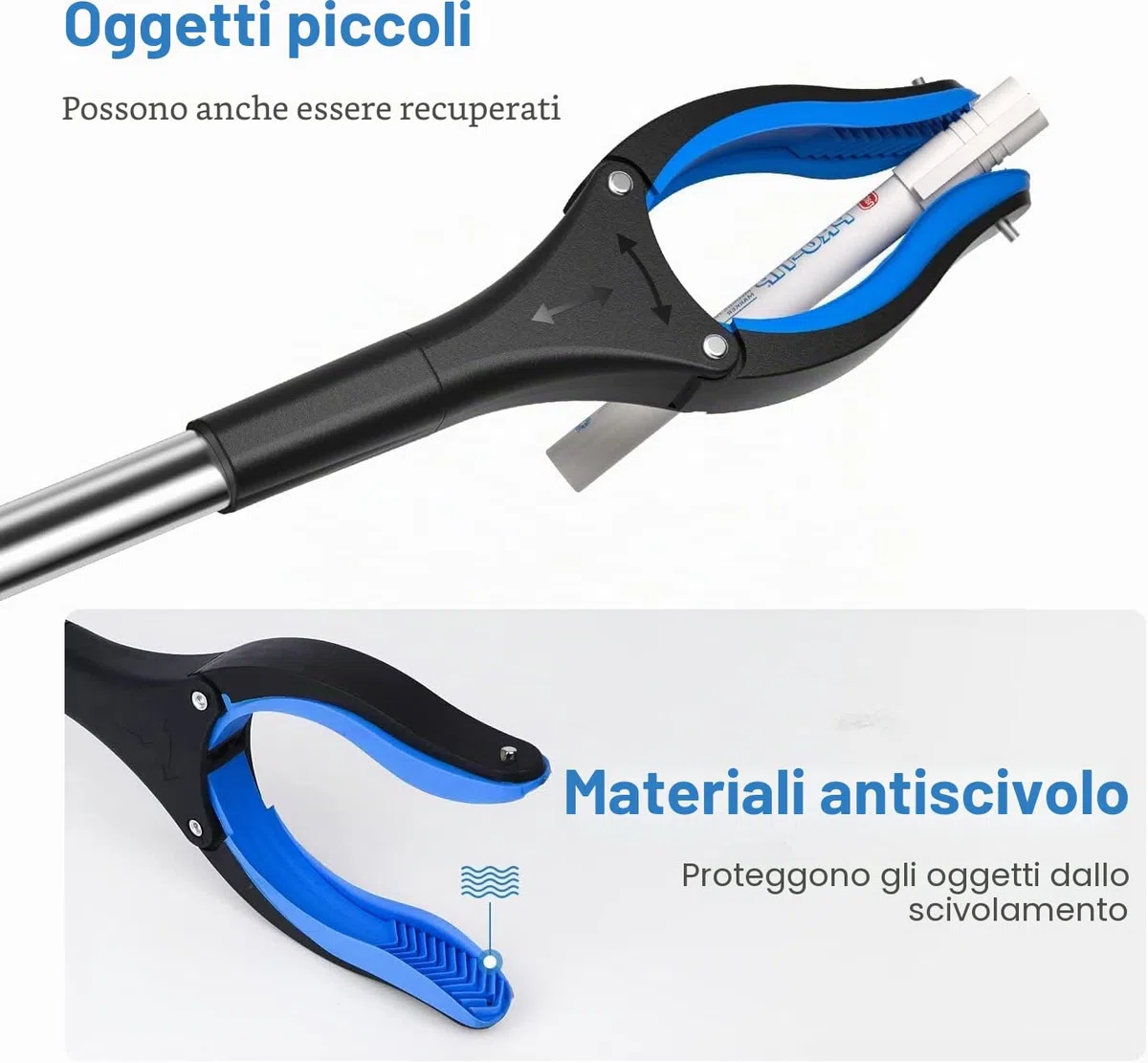 Pinza Telescopica 2 Pinze,83cm Pinza telescopica Prendi Oggetti,Pinza Raccogli Oggetti,Pinza Raccogli Rifiuti,Pinza per Raccogliere Oggetti Terra,Pinza Magnetica Pieghevole