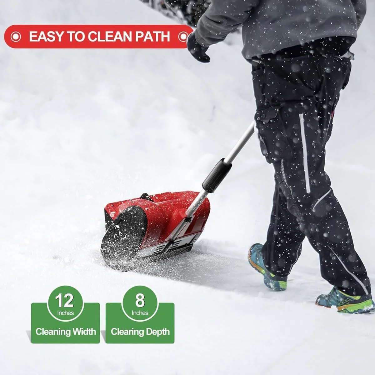 Pala da Neve a Batteria, spazzaneve Elettrico da 20 V 4,0 Ah con Impugnatura Regolabile, spazzaneve Elettrico, Larghezza 32 cm, Altezza 16 cm, for la Pulizia del vialetto