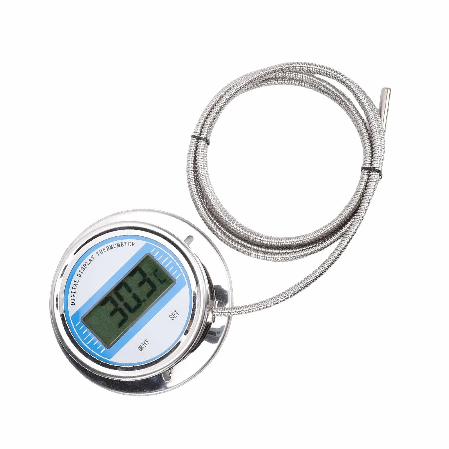 Dpofirs Termometro Digitale, Misuratore di Temperatura Digitale Industriale con Sonda Impermeabile in Acciaio Inossidabile da 2 M, per Tubi di Stufe da Cucina e Applicazioni Industriali