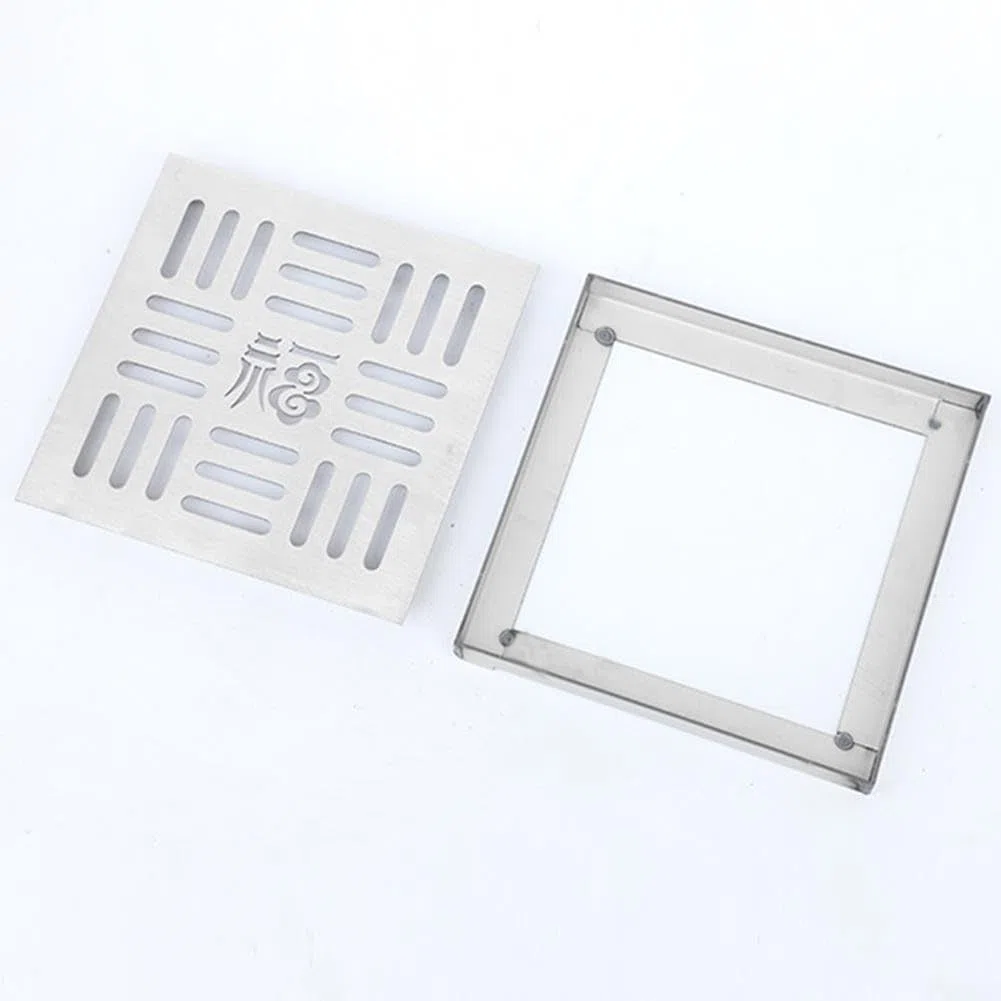 Griglia di scarico in acciaio inox per esterni, per giardini e vialetti (150 x 150 x 20 x 2 mm)