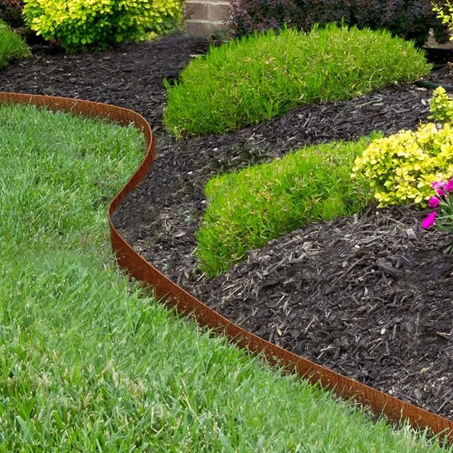 Bordo per prato in metallo, 10 m, bordatura per aiuole con effetto ruggine, altezza 15 cm, per limitare aiuole, sentieri da giardino, alberi, ghiaia, resistente alle intemperie, 1 paio di