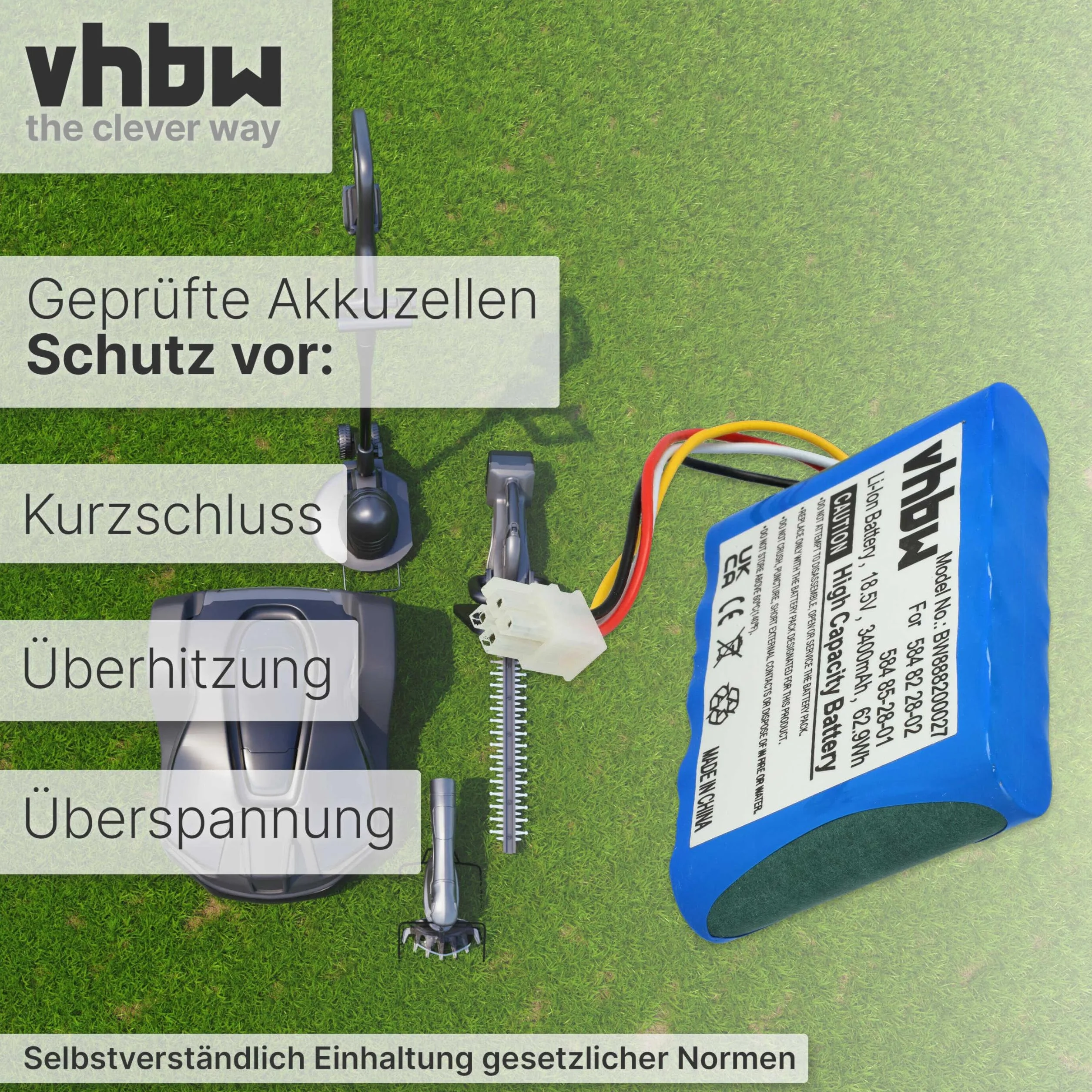vhbw batteria compatibile con Husqvarna Automower 310 (2015-2018) rasaerba 3400mAh 18,5V Li-Ion