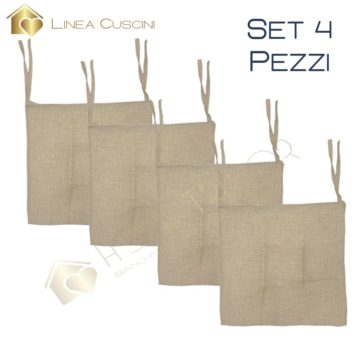 Home Tresor - Coprisedie Cuscini Sedie Cucina Set da 4 | Cuscini Sedia da Giardino, Sala Pranzo, per Interni ed Esterni Morbida Imbottitura Confortevole 6 Cm. (Beige)