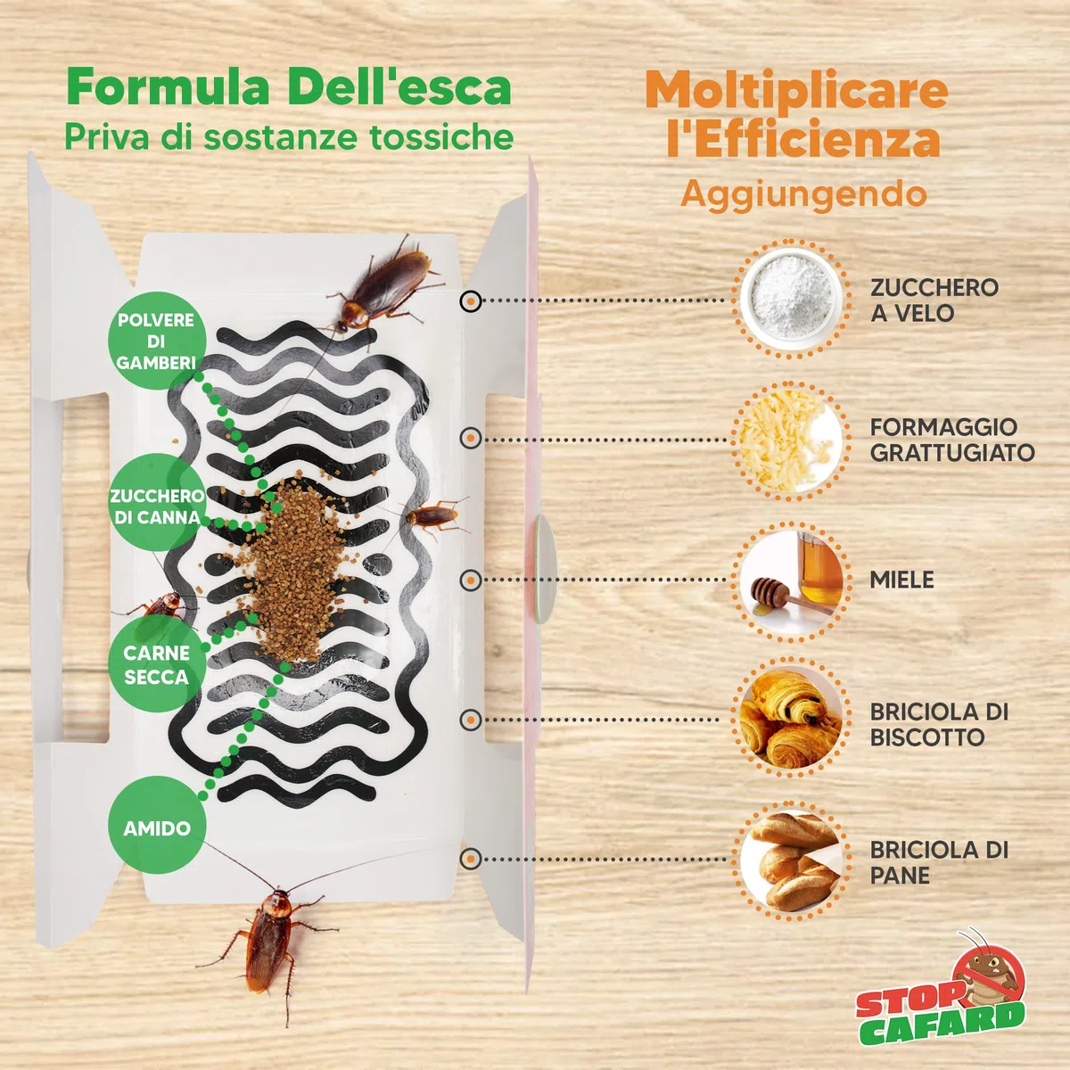 20 Trappole Scarafaggi e Blatte. Potente Trappola Professionale per Scarafaggi. Trappola Scarafaggi Non Tossica. Stop Cafard, Verde e arancione