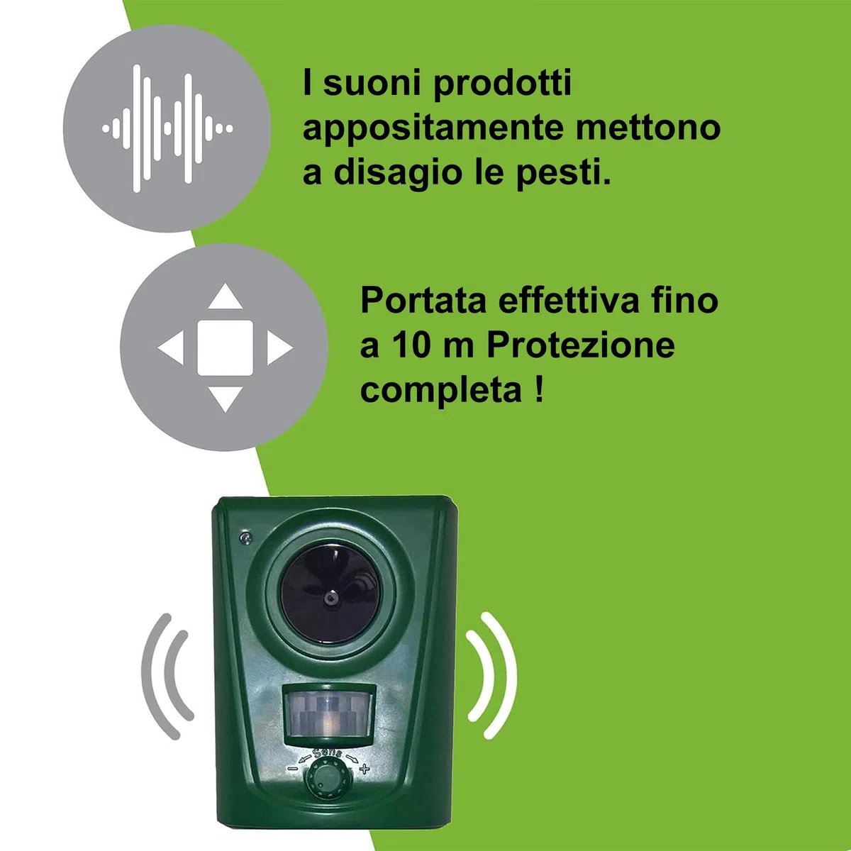 ISOTRONIC repellente solare animali gatti cani volpi procioni ultrasuoni giardino raggio 40m² 1 unità efficace esterno difesa dissuasore ecologico protezione prato parassiti impermeabile mobile stop