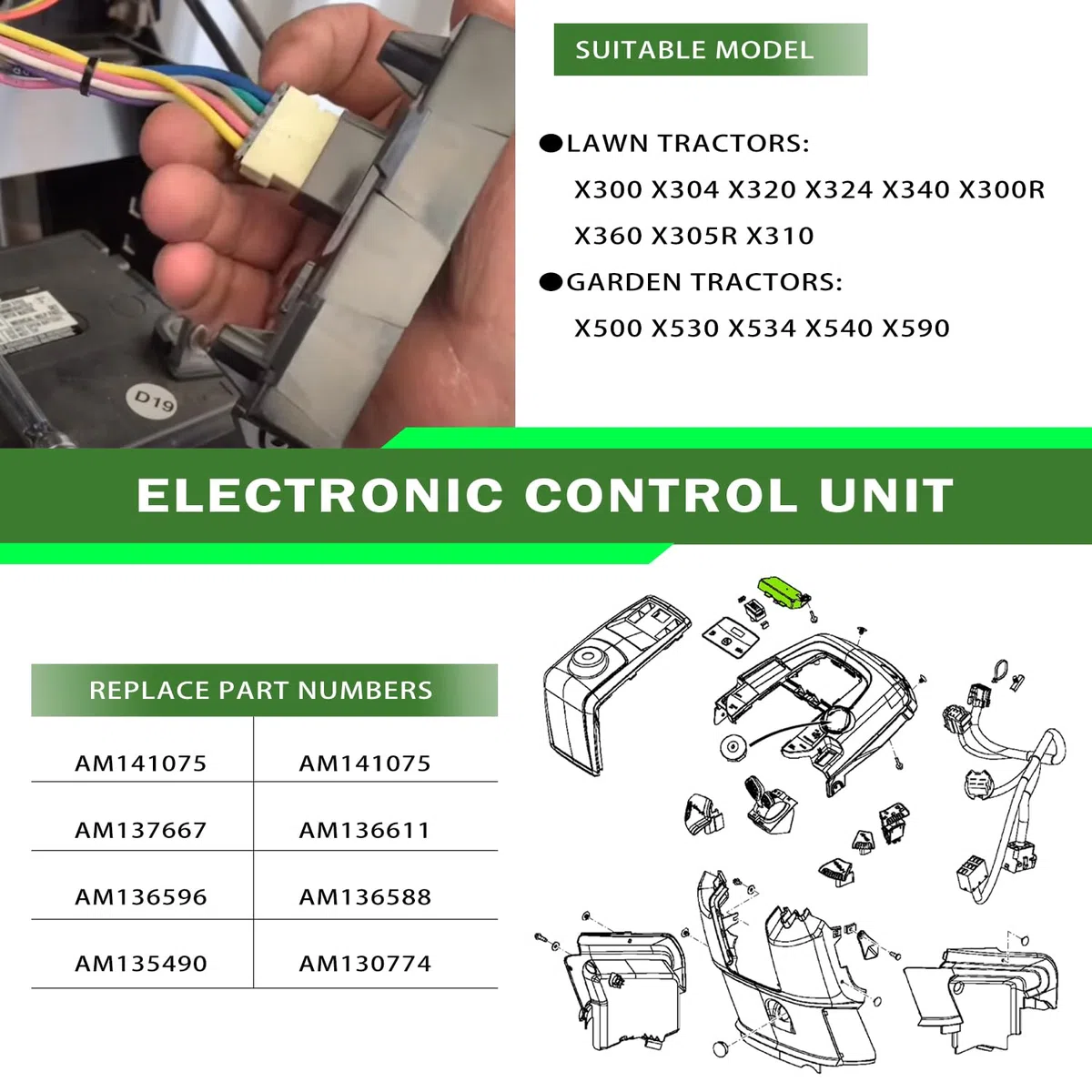 Ricambio per centralina Elettronica AM141075 per X300 X304 X320 X324 X340 X300R X360 X305R X310 X500 X530 X590