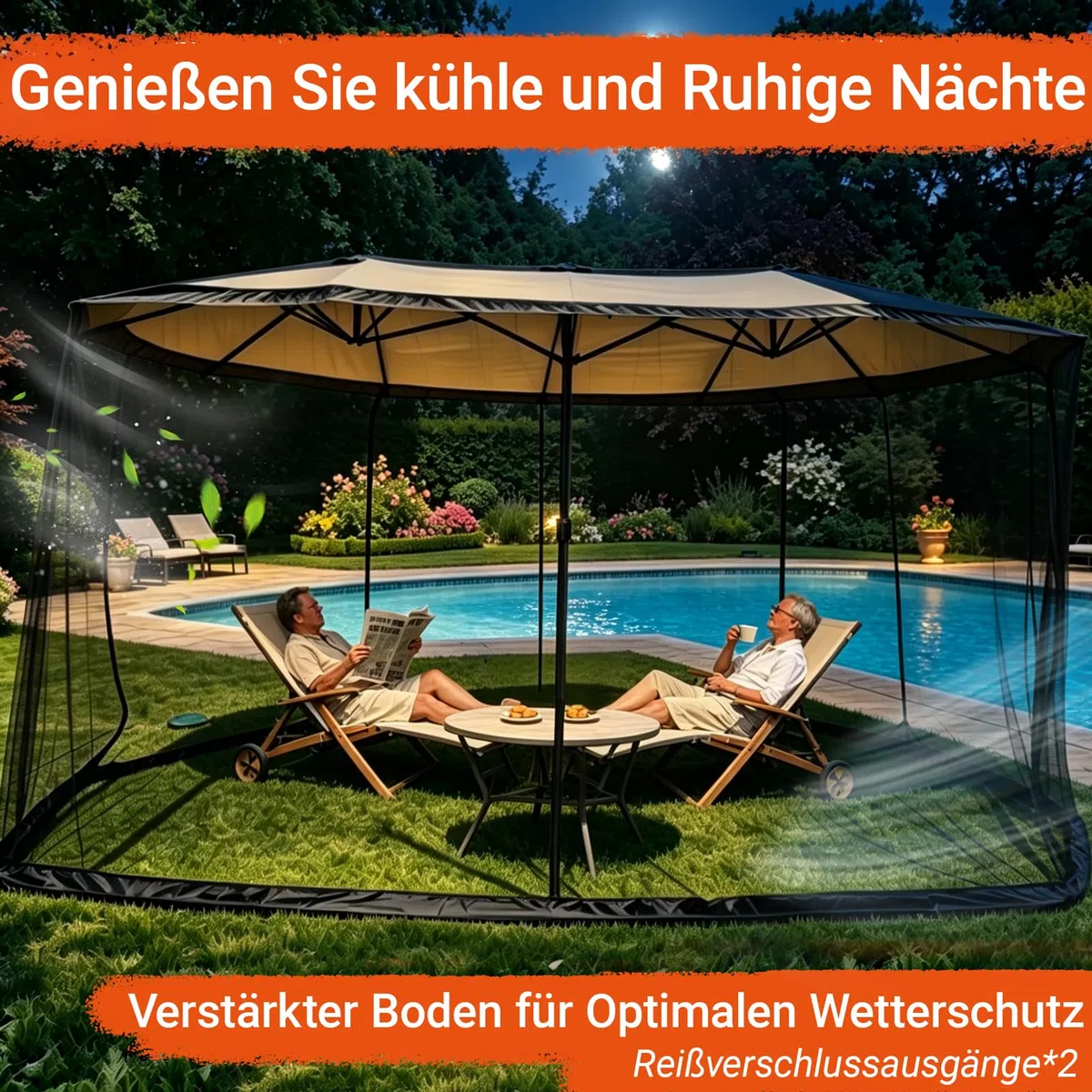 Zanzariera gazebo, 3 x 3 m, zanzariera a rete per esterni, giardino, patio, campeggio (nero, 300 x 300 x 230 cm)