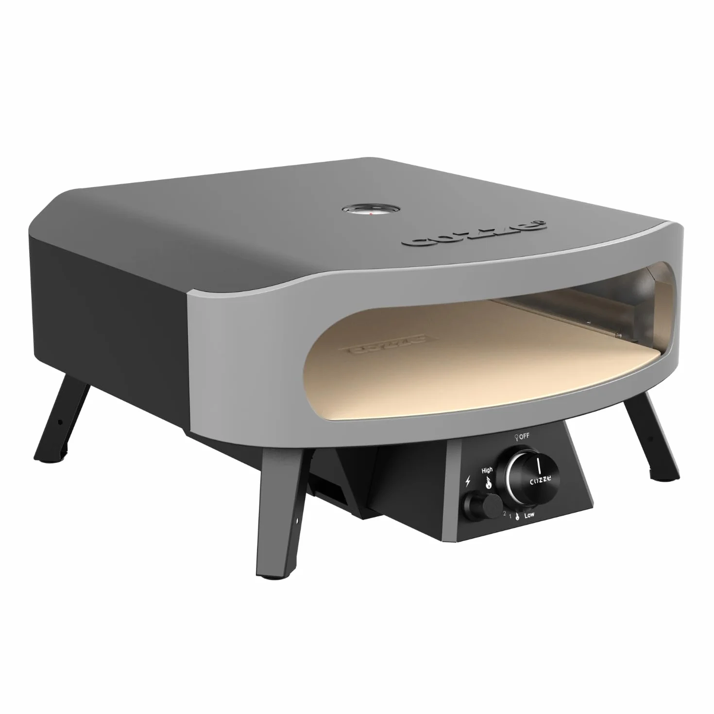 cozze Forno per pizza a gas da 17" (50 mbar) – Forno per pizza con regolatore per pizze di famiglia, con tubo del gas e regolatore – Bruciatore a U da 8,0 kW – per giardino e terrazza