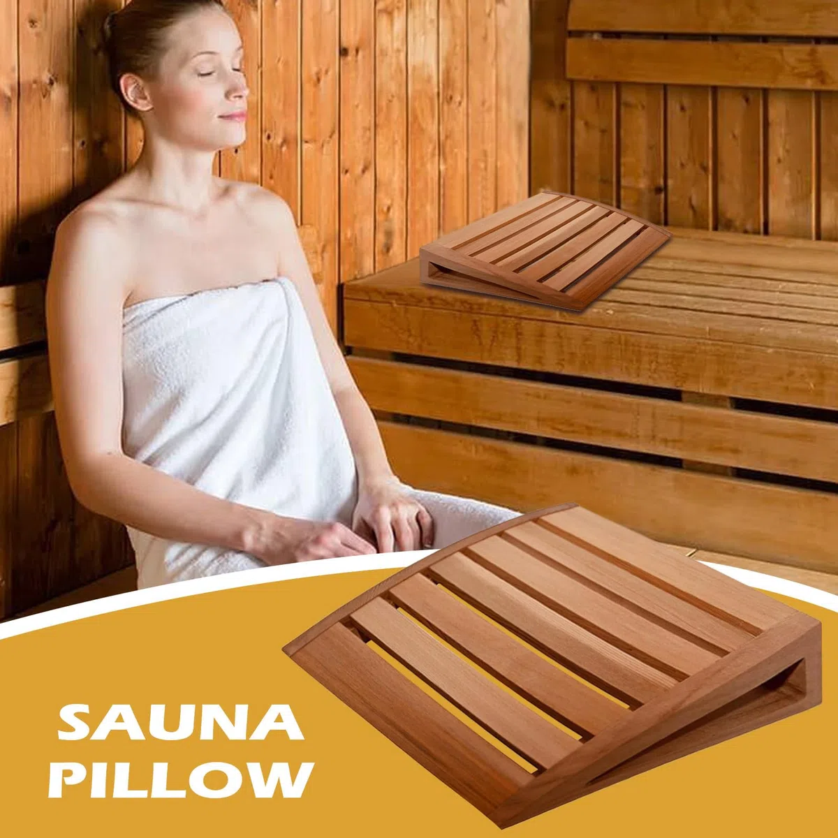 Generico Poggiatesta per Sauna, Ergonomico Antiscivolo Naturale in Legno Traspirante, Poggia Collo E Schienale per Sauna, per Confort Riposo Rilassamento Donne Uomini Adulti Casa Spa Commerciale