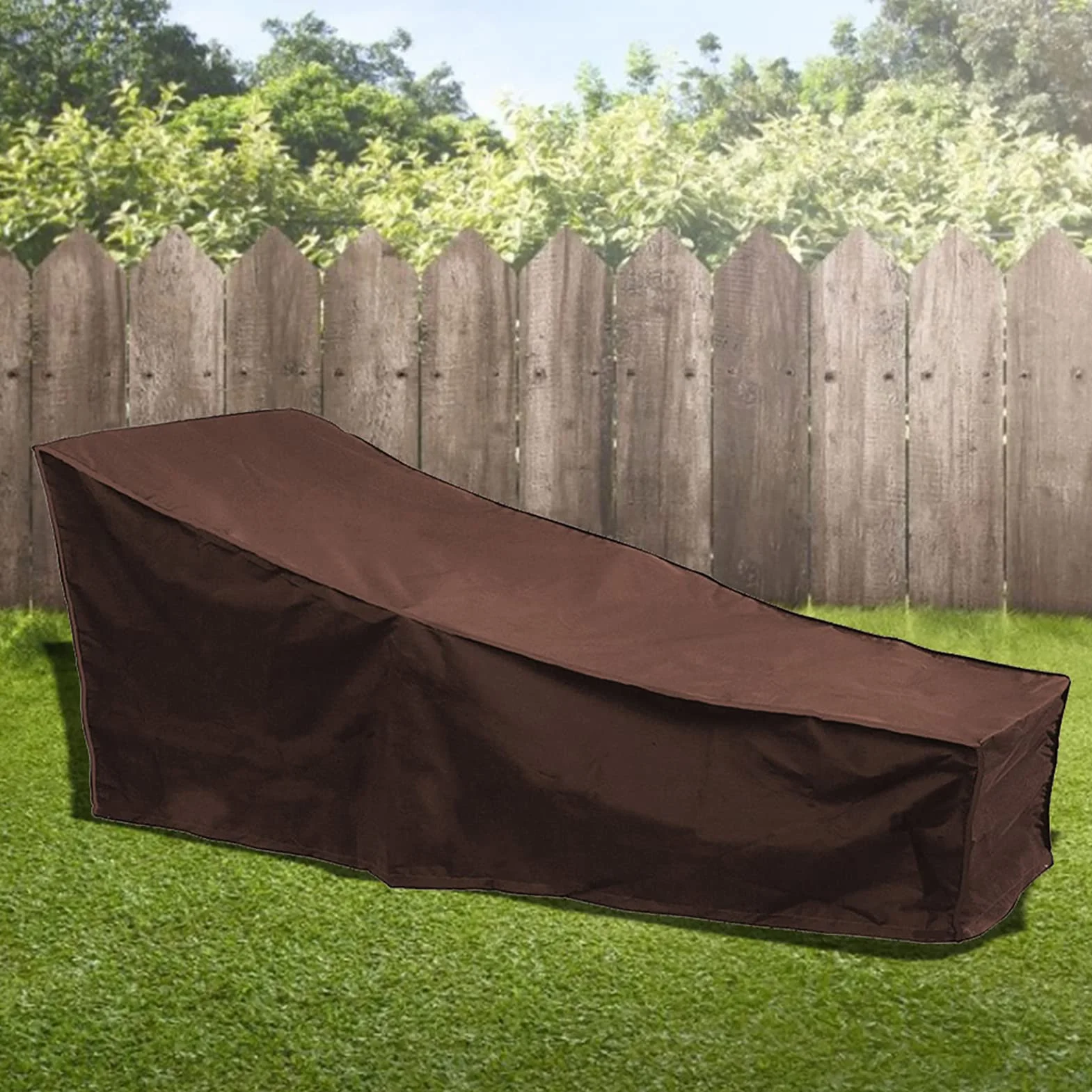 Rengue Copertura per Poltrona Lounge da Esterno 190, in taffetà di Poliestere Rivestito in Argento, Copertura per Mobili da Giardino, 208 X 76 X 41 Cm, Protezione Dalle Intemperie con Coulisse per