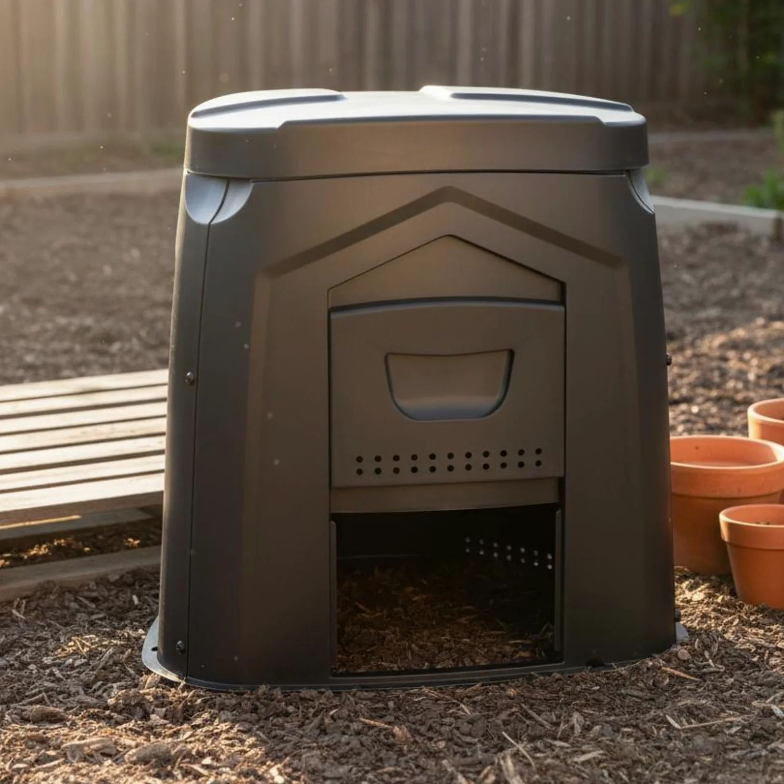 Compostiera da Giardino Fermentazione Aerobica Contenitore Rifiuti Organici Grande Capacità per Giardinieri, Esterno