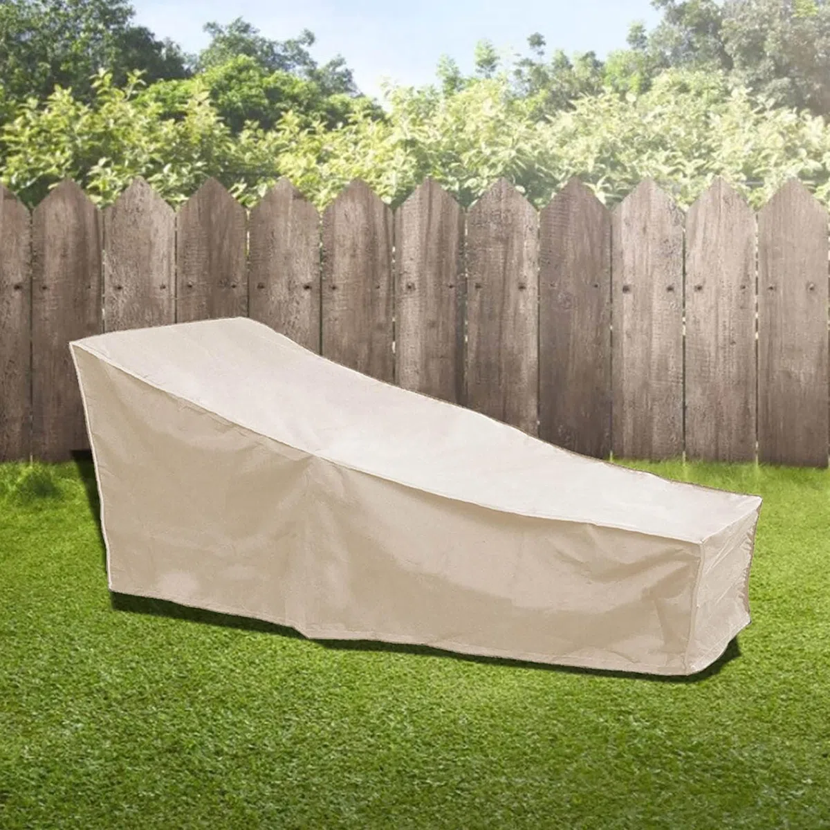 Copertura per Chaise Longue da Giardino, 208 x 76 x 41 cm Coperture per Lettini Prendisole Impermeabile Resistente al Vento Coperture per Chaise Longue per Patio Esterno (Beige*2)